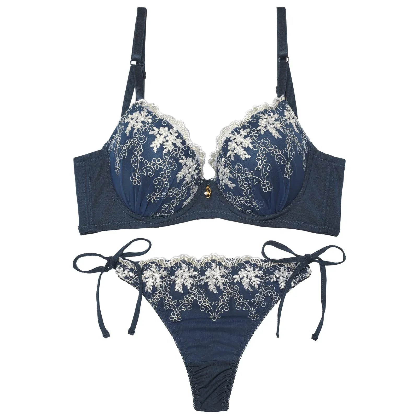 フルーレットガーデン育乳脇高ブラジャー&サイド紐Tバックショーツ - 【公式】247Lingerie