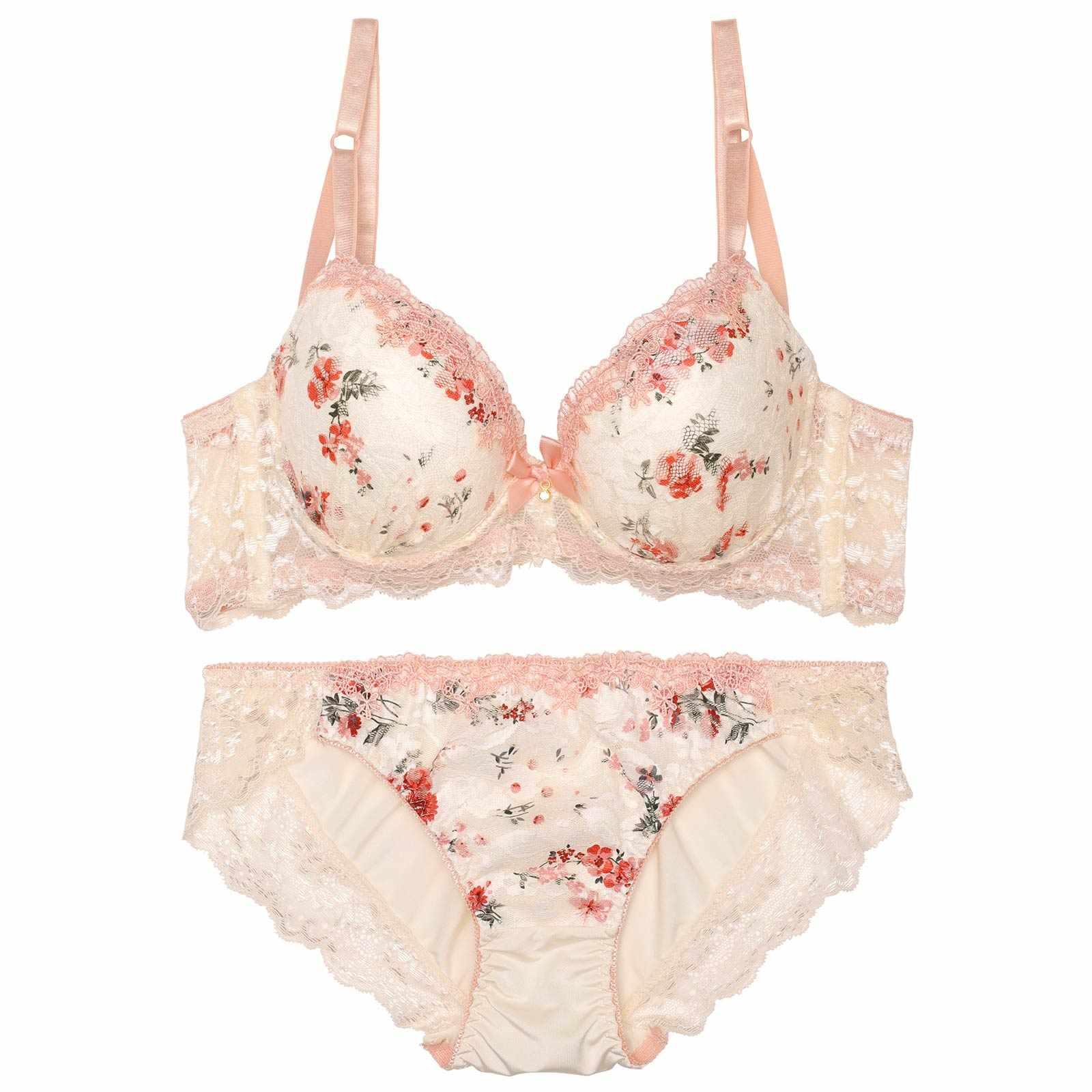 ガーリーブルームアーチ育乳脇高ブラジャー&フルバックショーツ - 【公式】247Lingerie