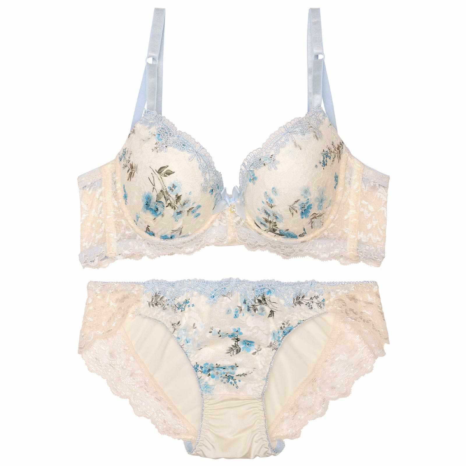 ガーリーブルームアーチ育乳脇高ブラジャー&フルバックショーツ - 【公式】247Lingerie