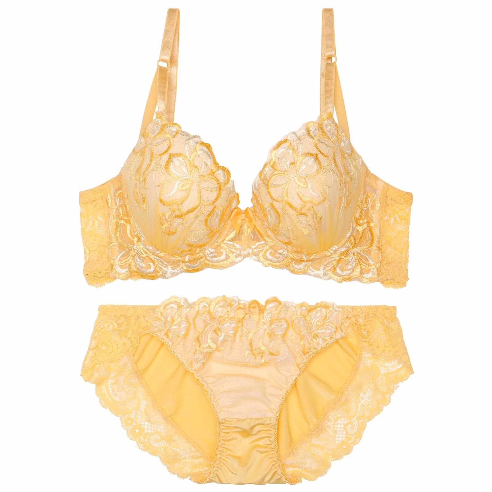 【EFサイズ】ブリリアントフェアリーフラワー育乳脇高ブラジャー&フルバックショーツ