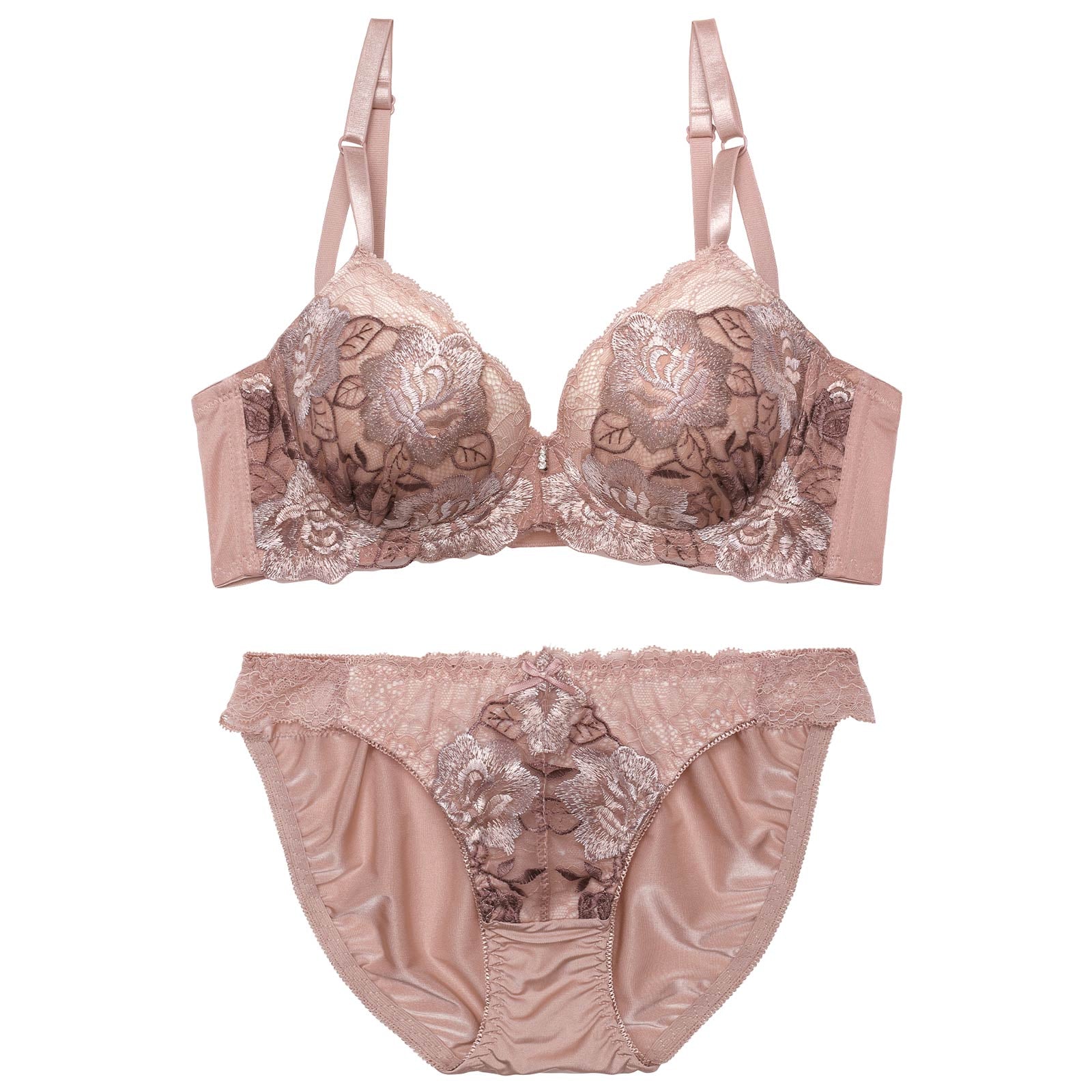 【EFサイズ】ダスティークラシックブルーム育乳脇高ブラジャー&フルバックショーツ