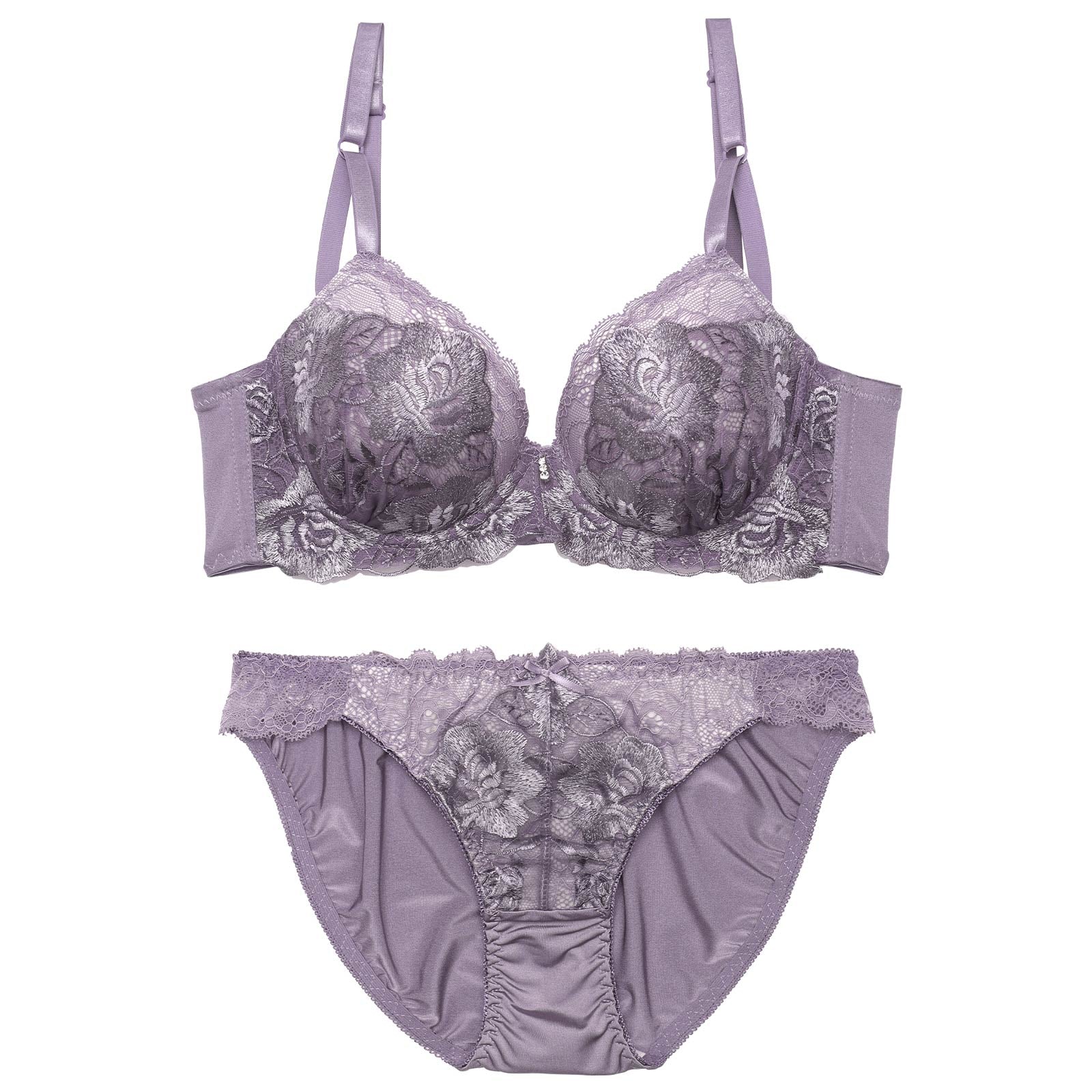 【EFサイズ】ダスティークラシックブルーム育乳脇高ブラジャー&フルバックショーツ