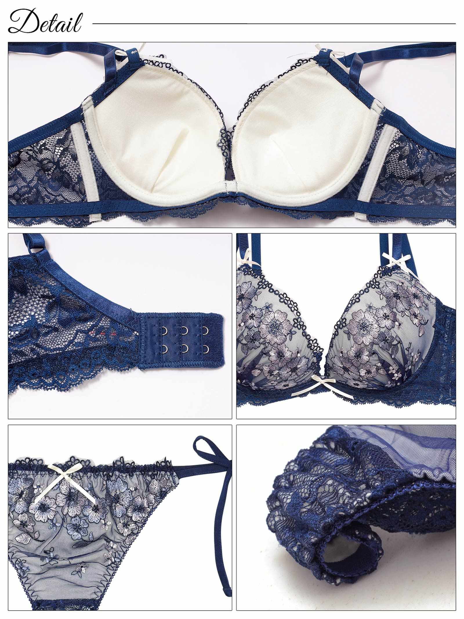 2/18再販!ダスティジュエルフラワー育乳脇高ブラジャー&サイド紐バック透けTバックショーツ - 【公式】247Lingerie