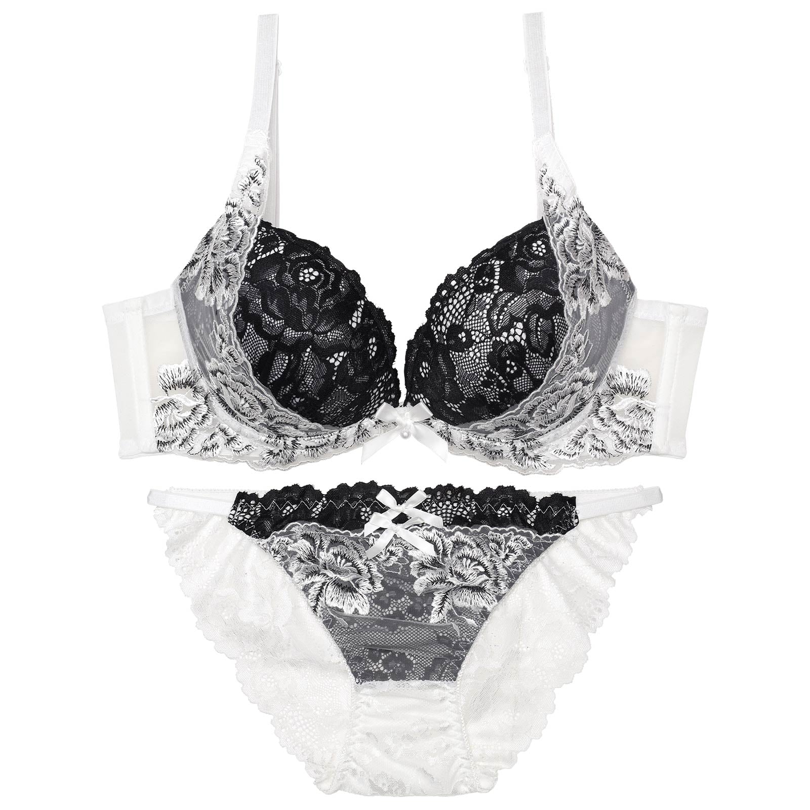 【三上悠亜着用】エレガントドールレース育乳脇高ブラジャー&バック透けフルバックショーツ