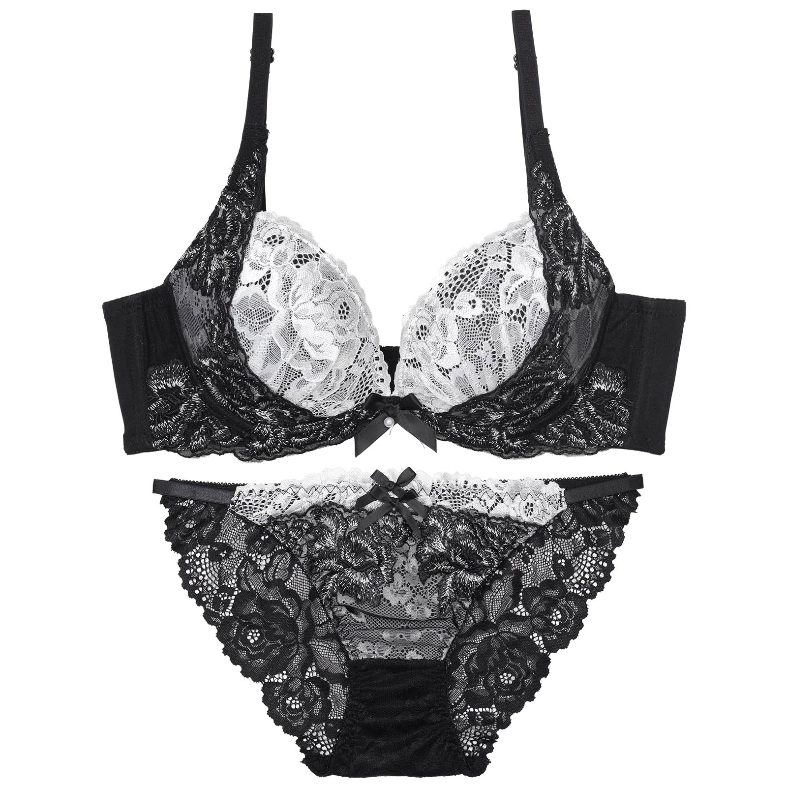 【三上悠亜着用】エレガントドールレース育乳脇高ブラジャー&バック透けフルバックショーツ