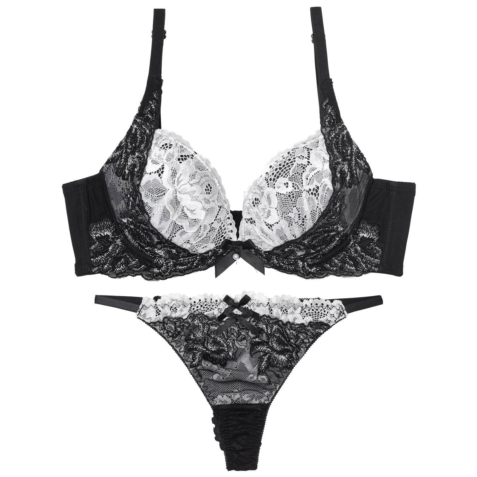 【三上悠亜着用】エレガントドールレース育乳脇高ブラジャー&バック透けTバックショーツ