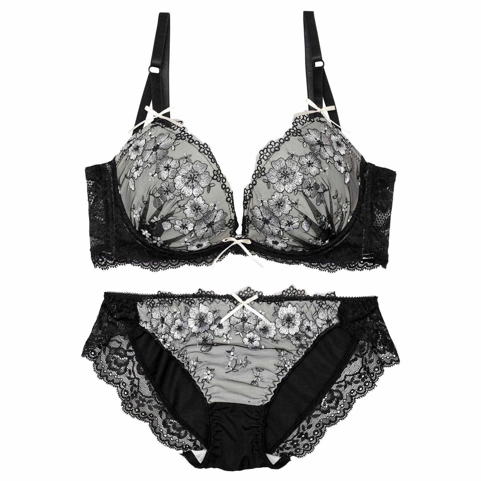 ダスティジュエルフラワー育乳脇高ブラジャー&フルバックショーツ - 【公式】247Lingerie