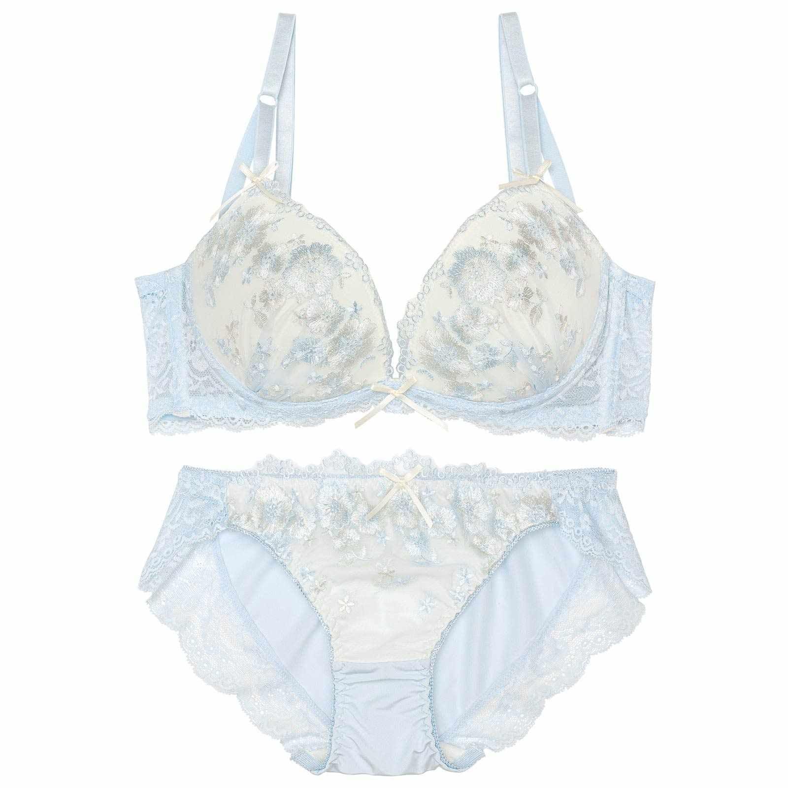 ダスティジュエルフラワー育乳脇高ブラジャー&フルバックショーツ - 【公式】247Lingerie