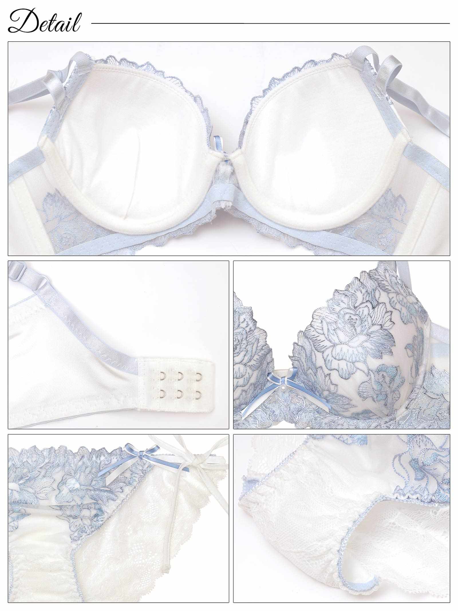 6/2新作!トゥインクルシアーフローラル育乳脇高ブラジャー&サイド紐バック透けフルバックショーツ