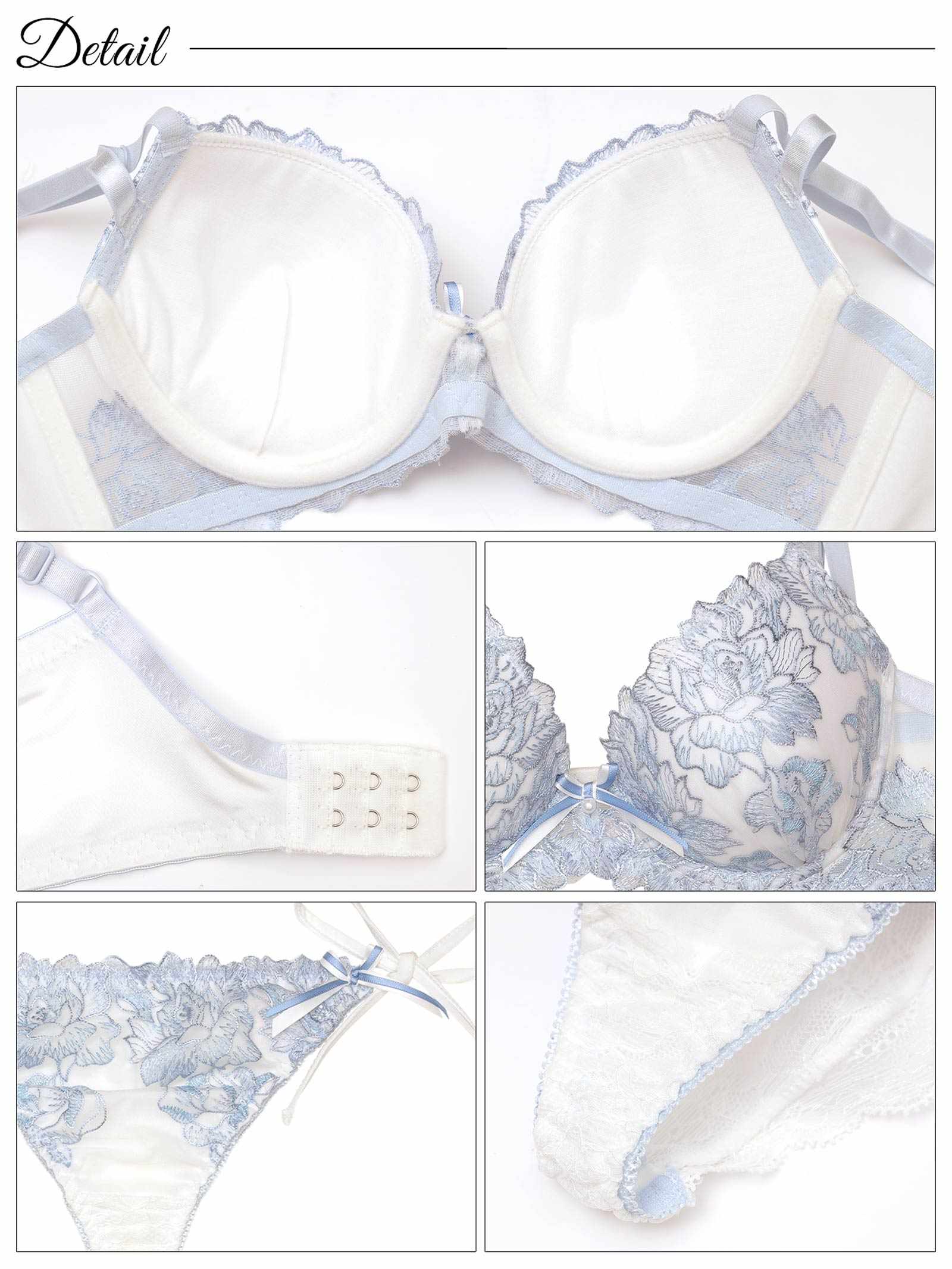 6/2新作!トゥインクルシアーフローラル育乳脇高ブラジャー&サイド紐バック透けTバックショーツ
