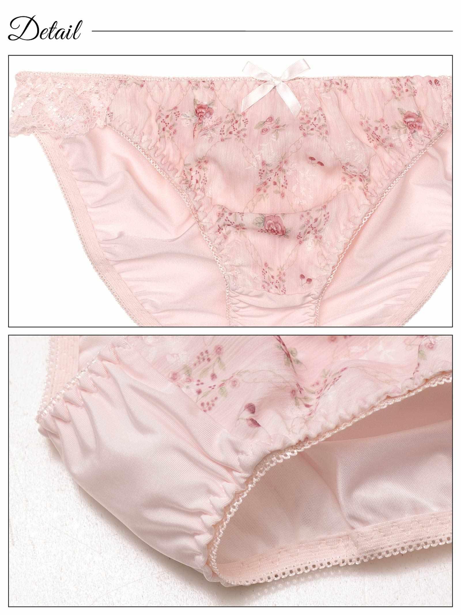 【EFサイズ】メルティボタニカルシフォン育乳脇高ブラジャー&フルバックショーツ - 【公式】247Lingerie