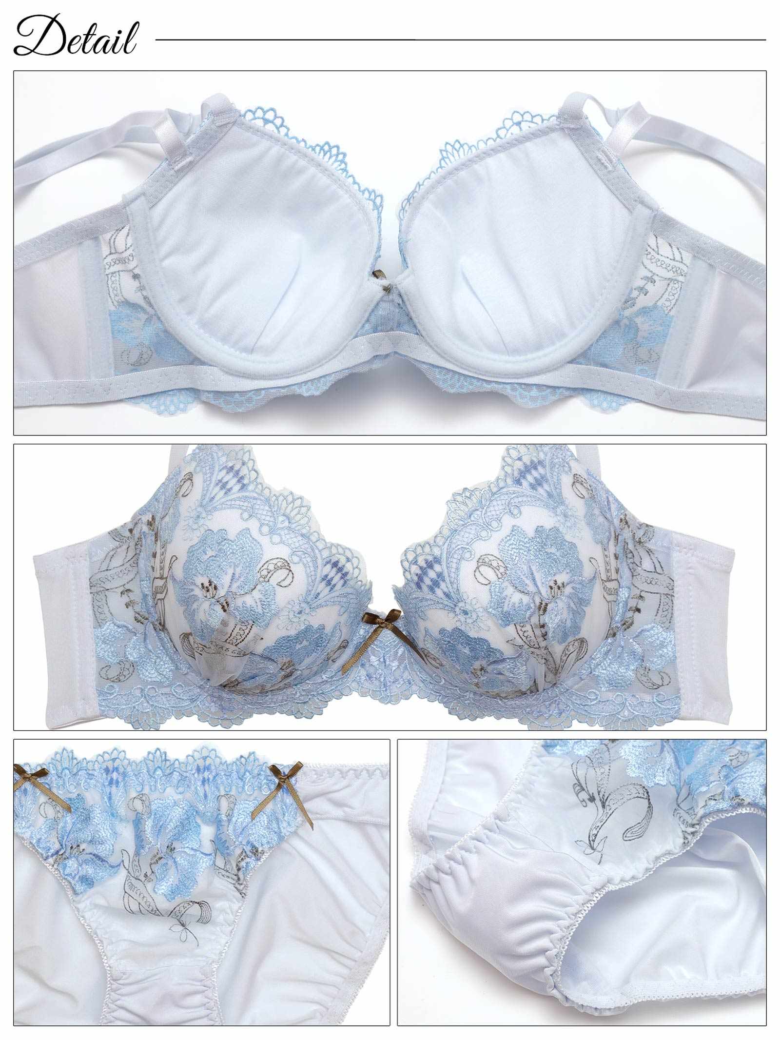 6/16新作!【EFサイズ】フェミニンフルブルーム育乳脇高ブラジャー&フルバックショーツ
