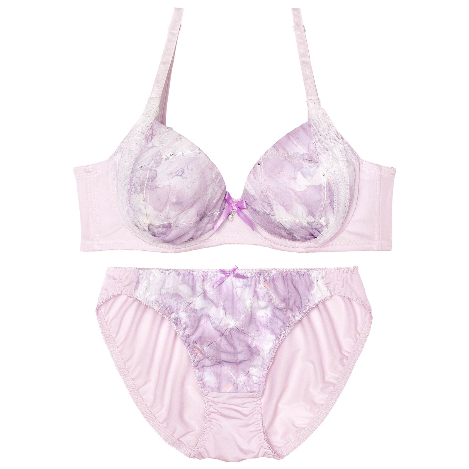 ガーリーメロウマーブル育乳脇高ブラジャー&フルバックショーツ