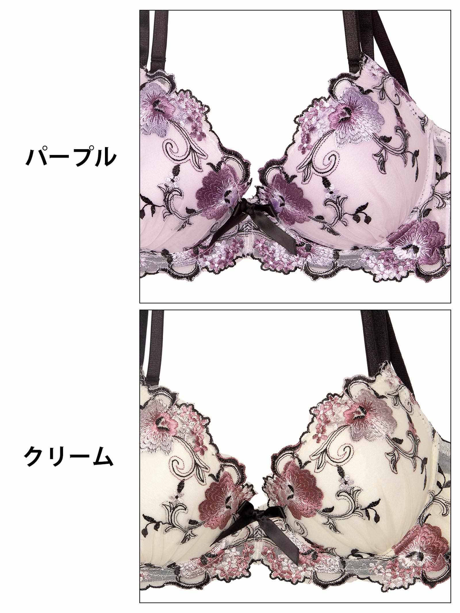 7/2新作!【三上悠亜着用】【EFサイズ】フローラルミューズ育乳脇高ブラジャー&バック透けフルバックショーツ