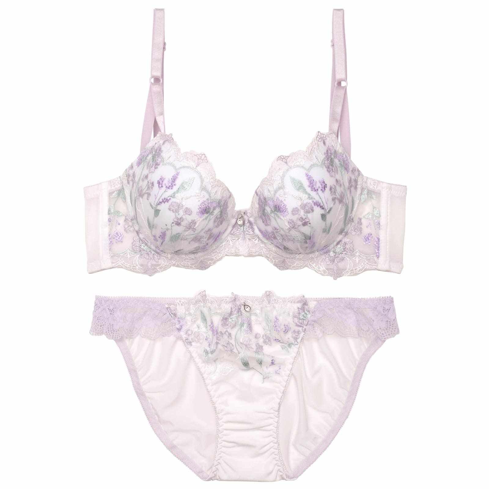 クラシックピュアブルーム育乳脇高ブラジャー&フルバックショーツ