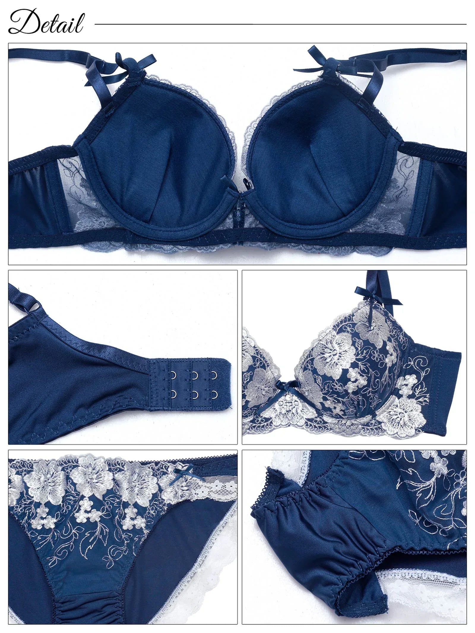 6/27新作!クラシックリボンフラワー育乳脇高ブラジャー&フルバックショーツ