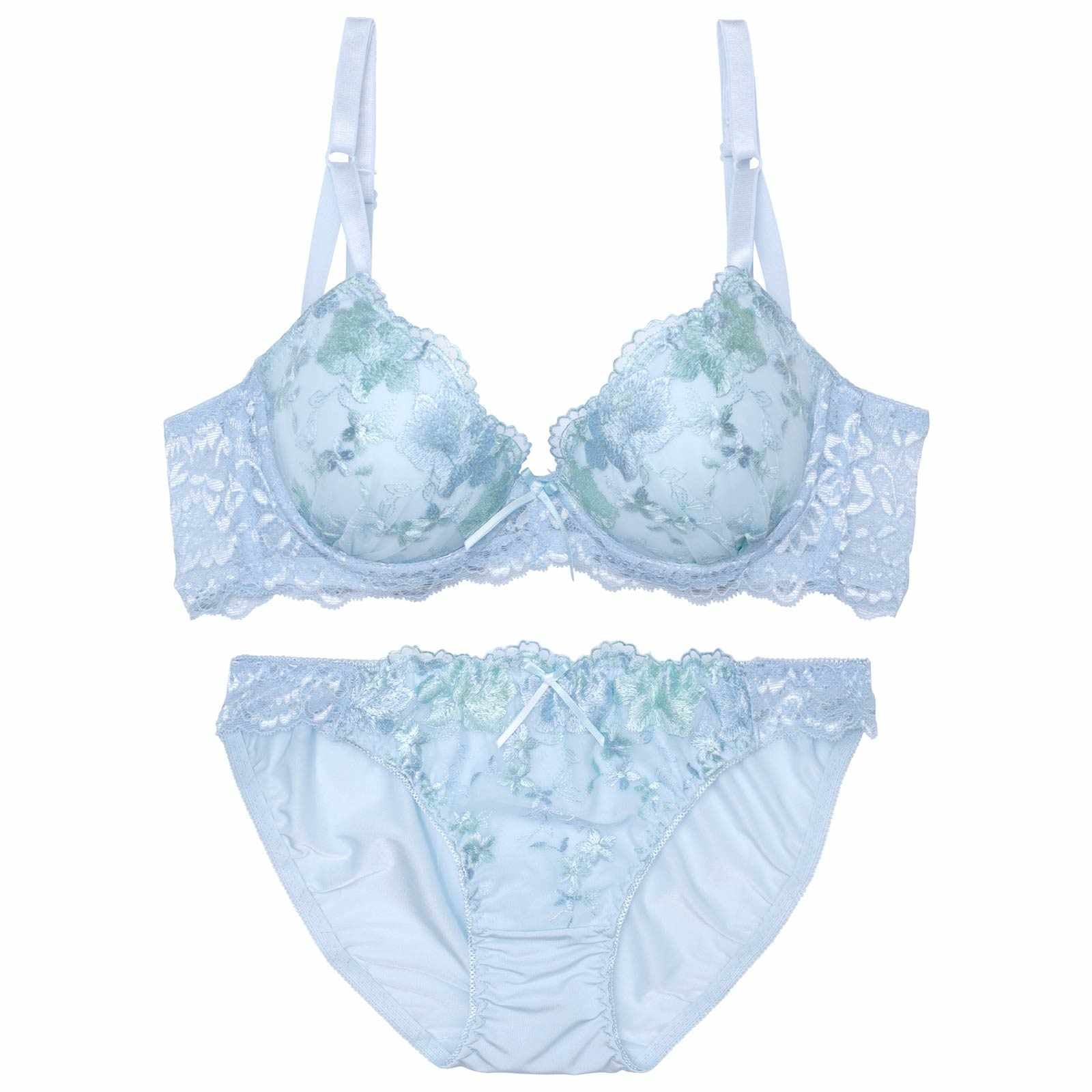 フェミニンロマンスブルーム育乳脇高ブラジャー&フルバックショーツ