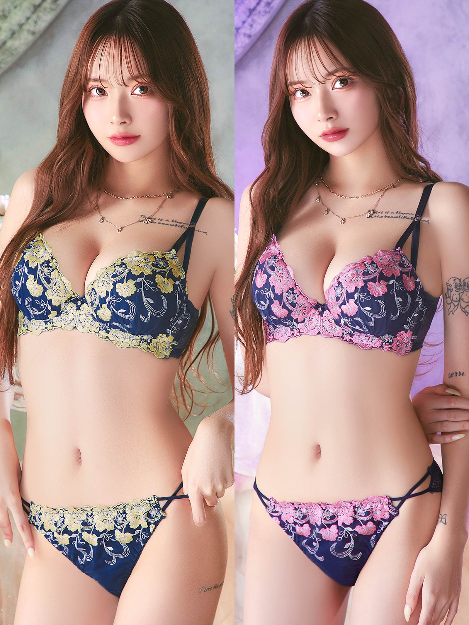 7/18新作!ミスティックビビットブルーム育乳脇高ブラジャー&バック透けフルバックショーツ