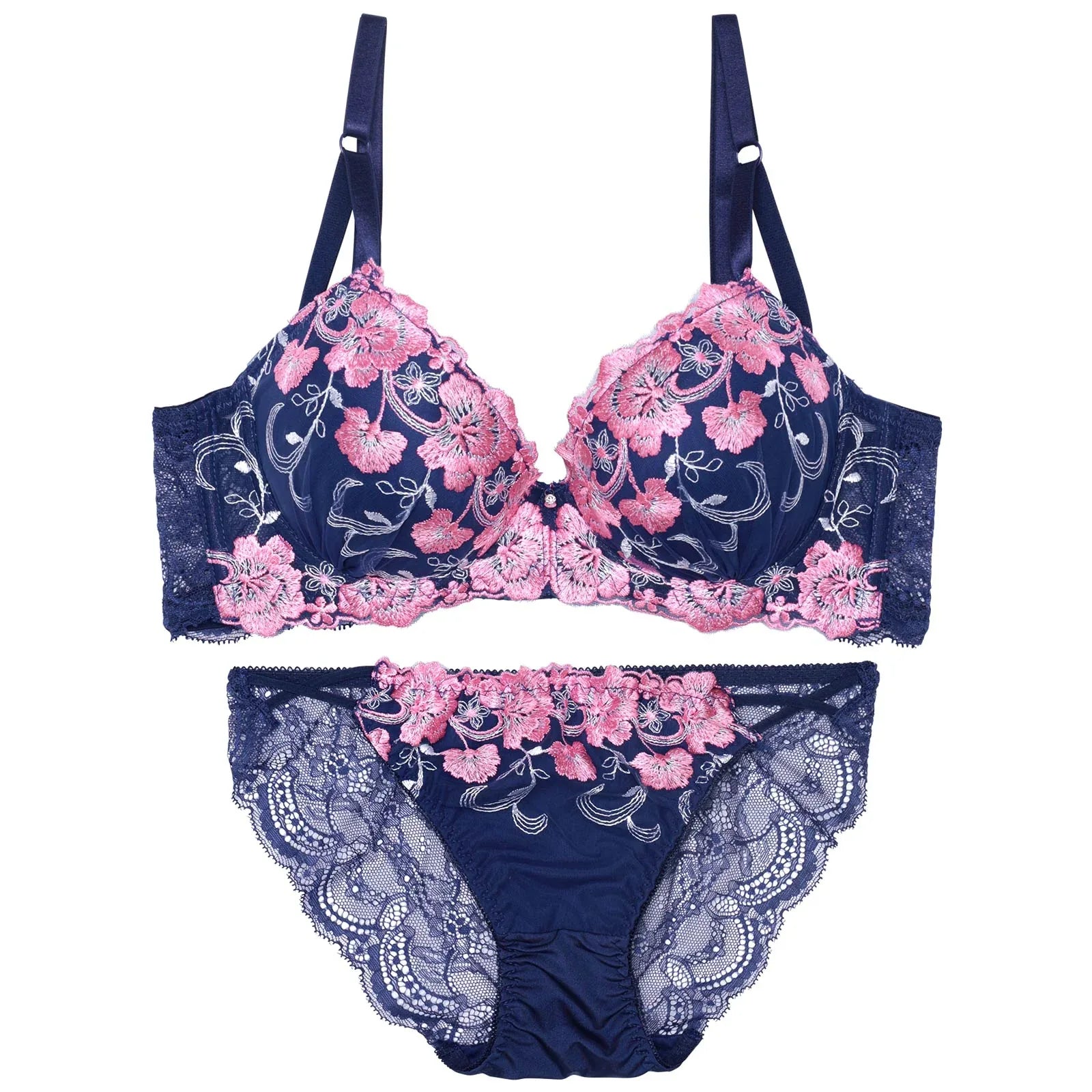 ミスティックビビットブルーム育乳脇高ブラジャー&バック透けフルバックショーツ