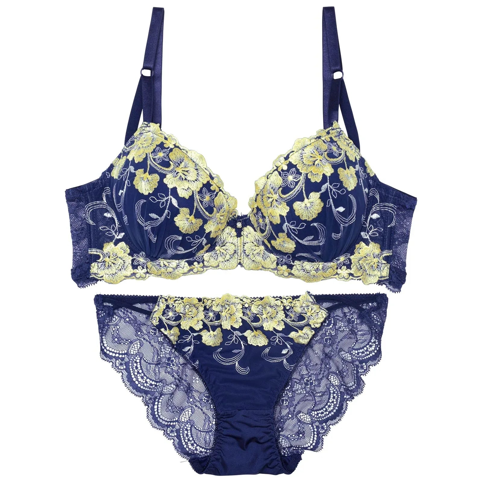 ミスティックビビットブルーム育乳脇高ブラジャー&バック透けフルバックショーツ