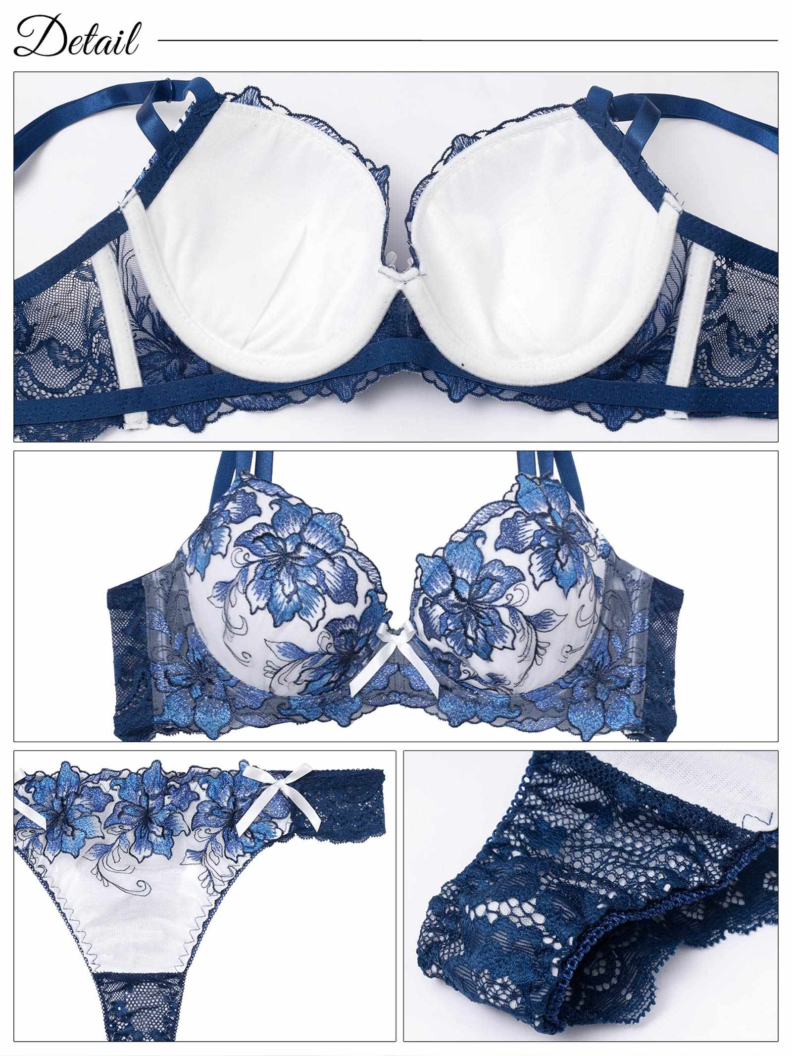 8/6新作!【三上悠亜着用】【EFサイズ】ロイヤルラメフラワー育乳脇高ブラジャー&バック透けTバックショーツ