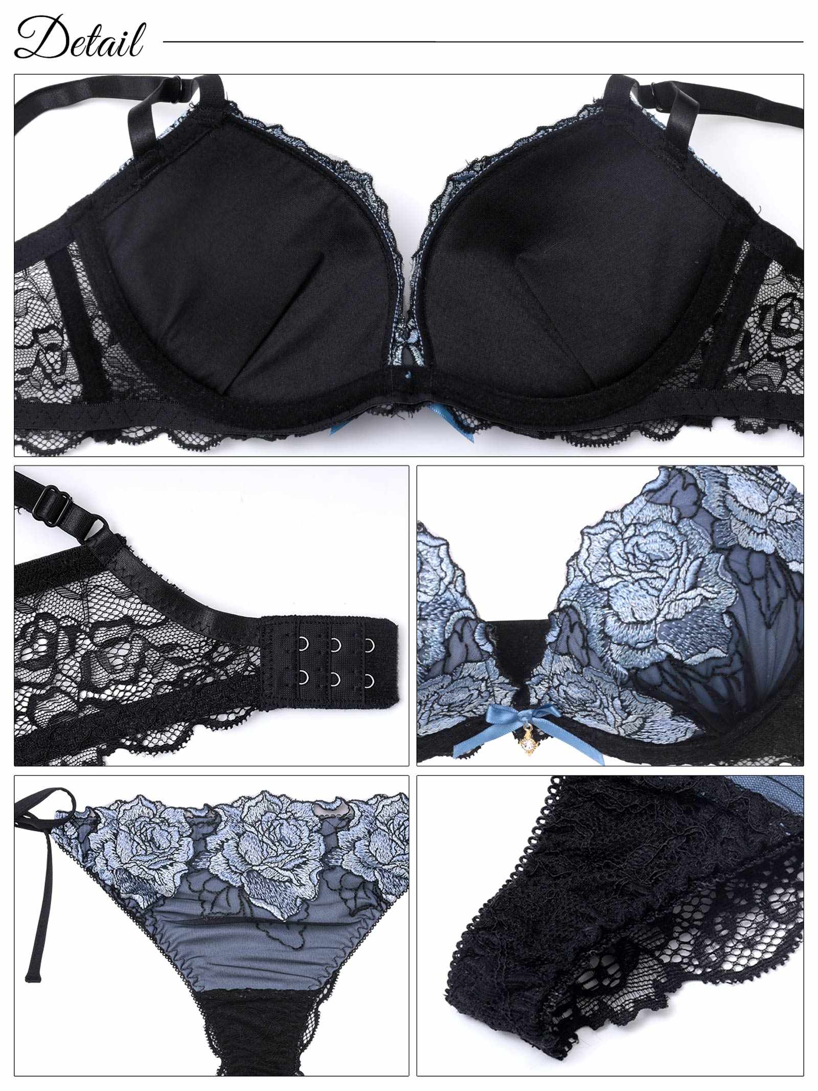 8/15新作!【三上悠亜着用】セレーナローズエンブロイダリー育乳脇高ブラジャー&サイド紐バック透けTバックショーツ