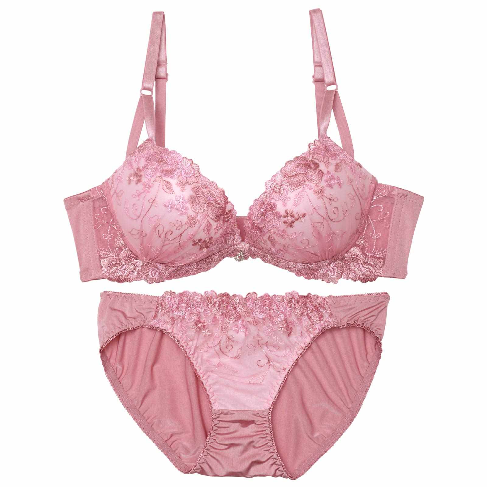 トゥインクルチャームフラワー育乳脇高ブラジャー&フルバックショーツ