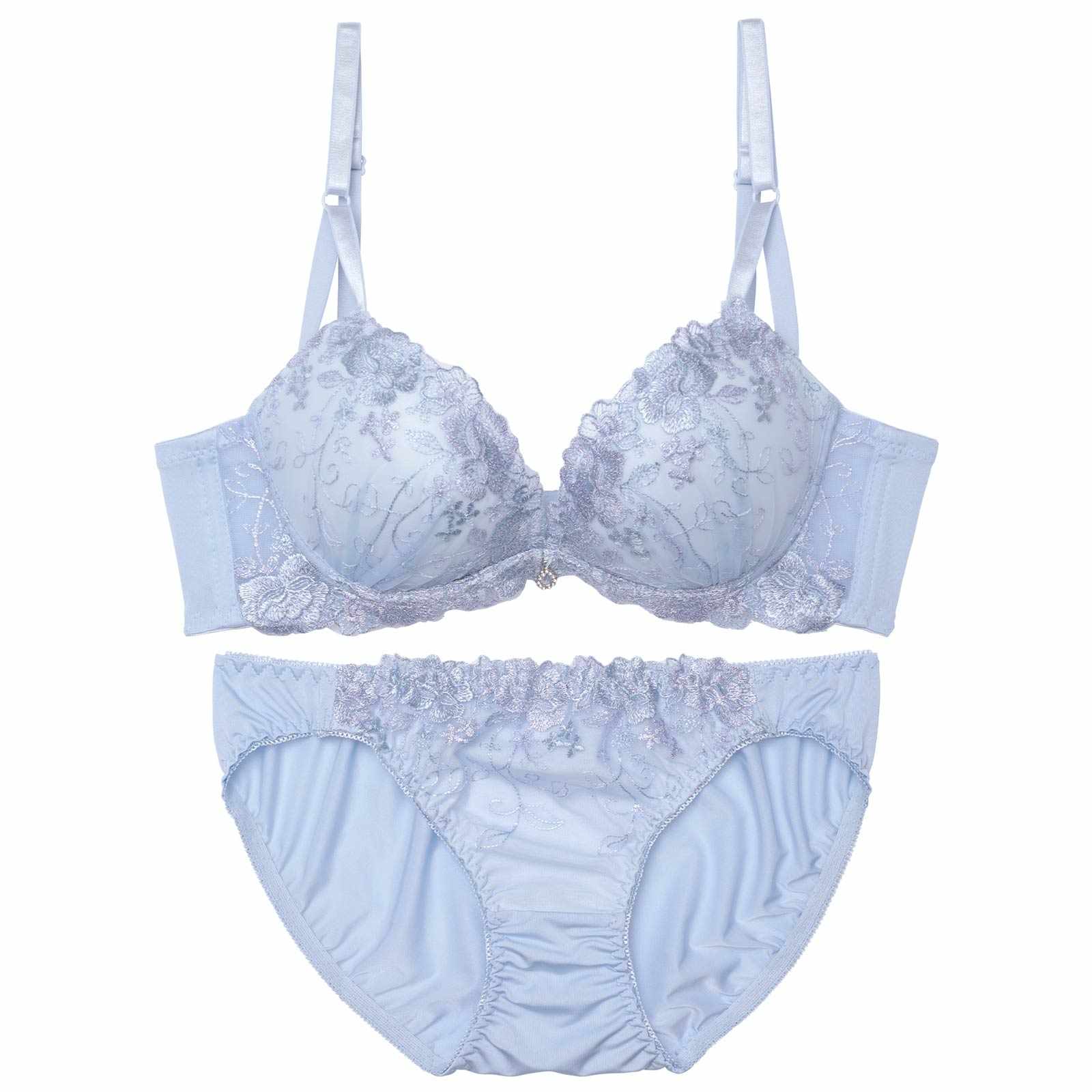 トゥインクルチャームフラワー育乳脇高ブラジャー&フルバックショーツ