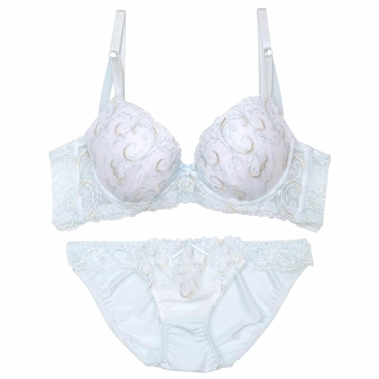 パステルガーリーアラベスク育乳脇高ブラジャー&フルバックショーツ