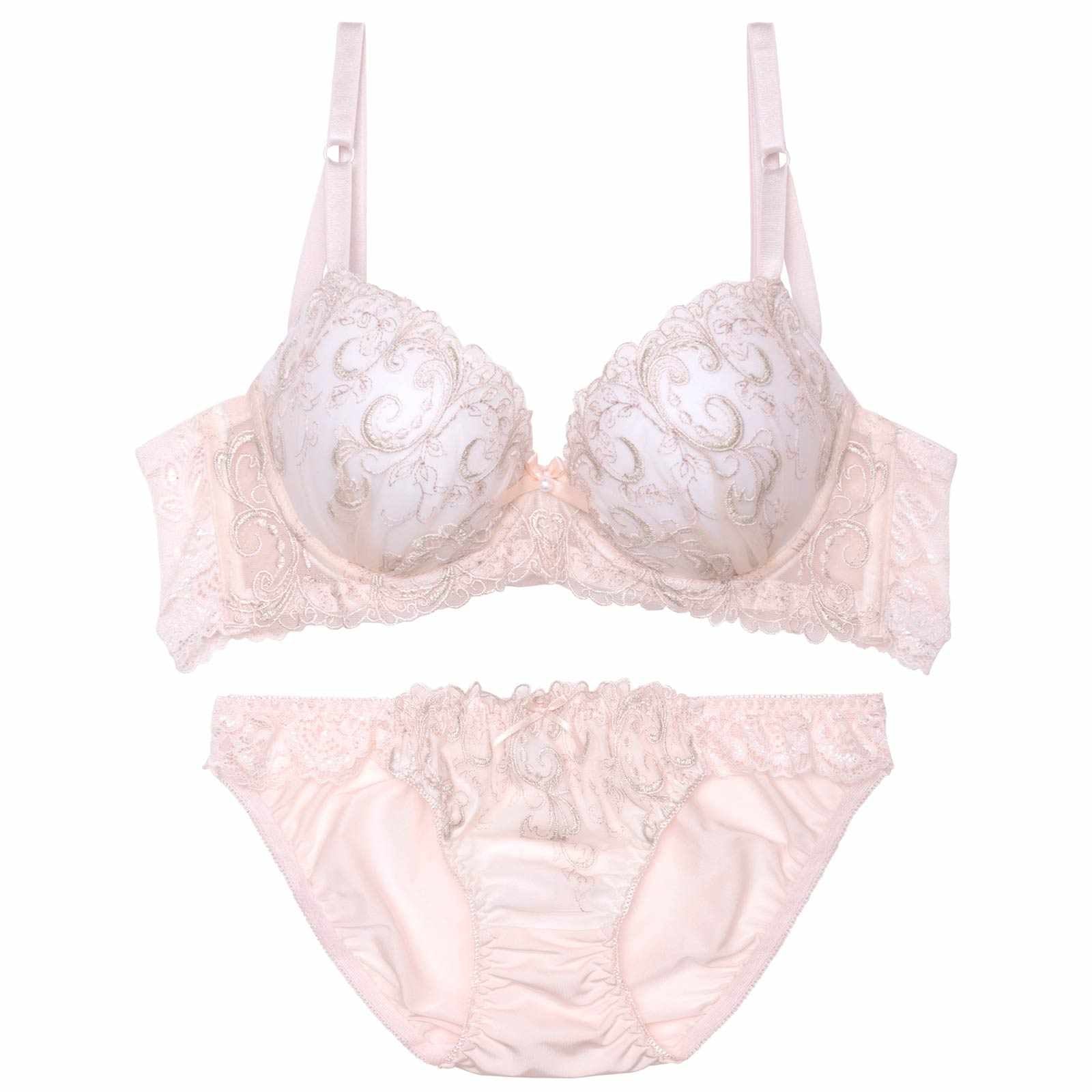 パステルガーリーアラベスク育乳脇高ブラジャー&フルバックショーツ