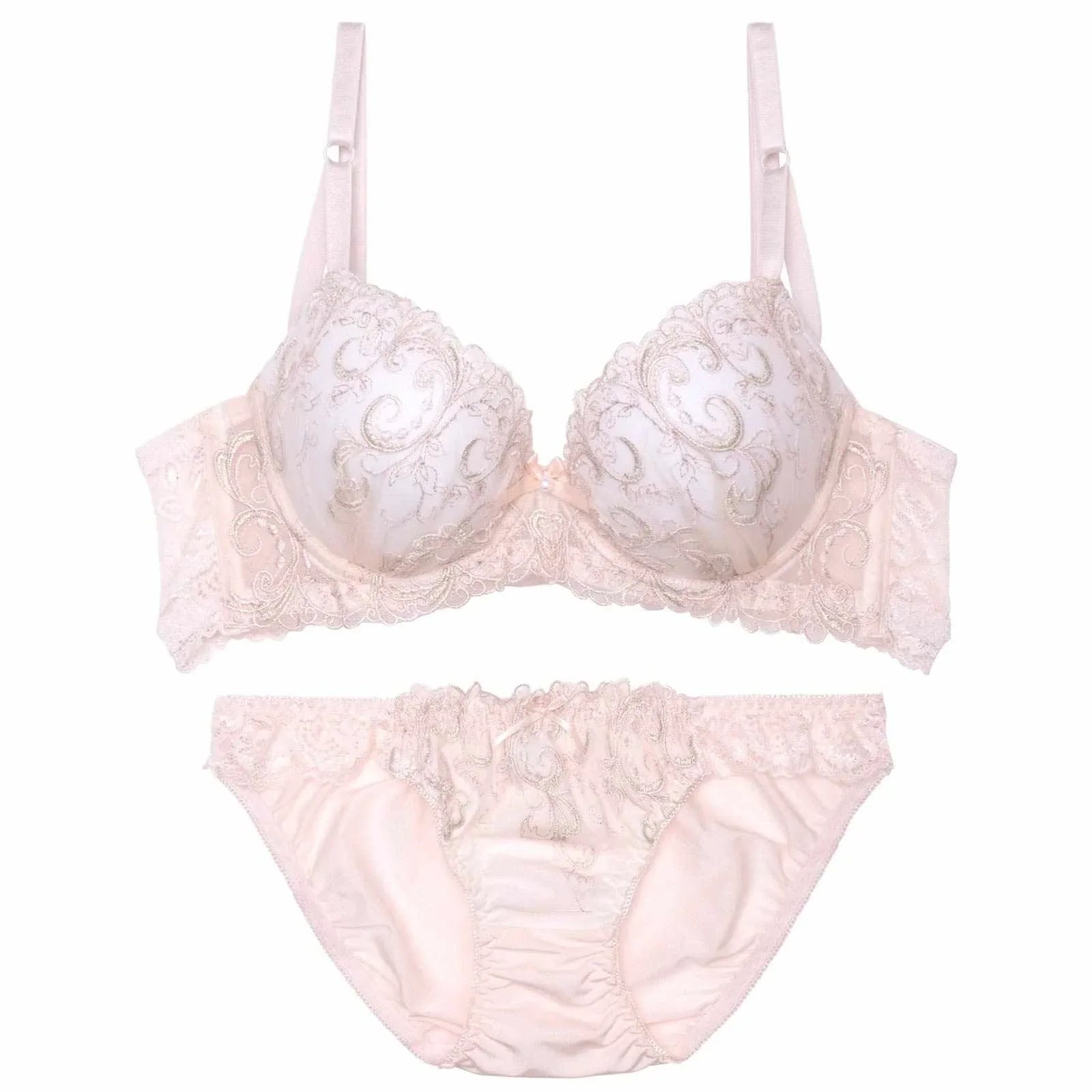 パステルガーリーアラベスク育乳脇高ブラジャー&フルバックショーツ