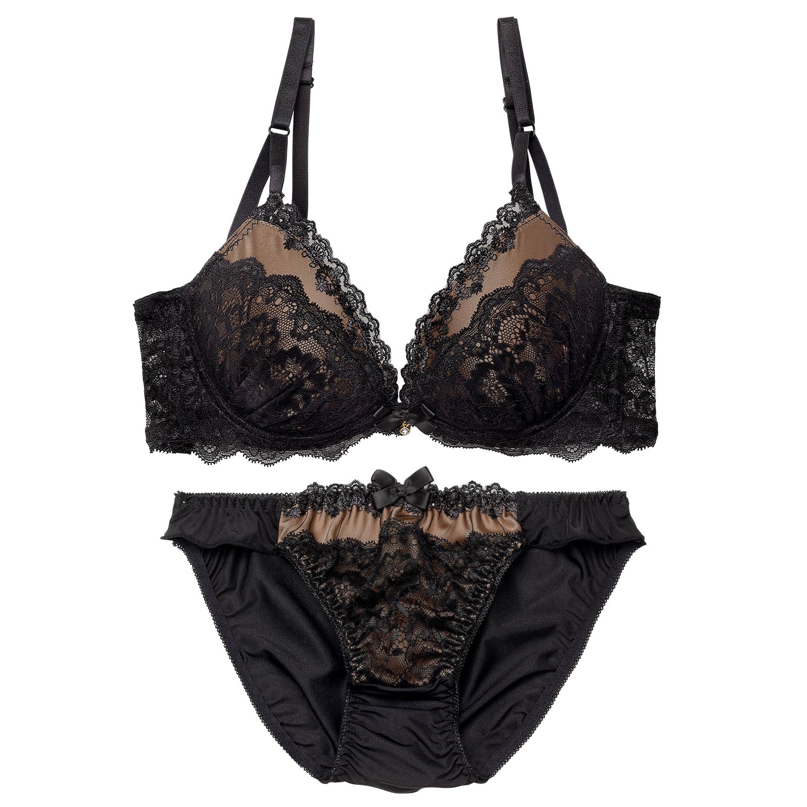エレガンスシアーレース育乳脇高ブラジャー&フルバックショーツ
