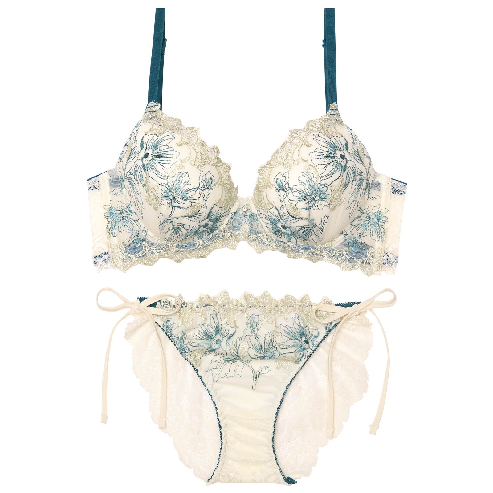 11/5新作!フェアリーアネモネブルーム育乳脇高ブラジャー&サイド紐バック透けフルバックショーツ