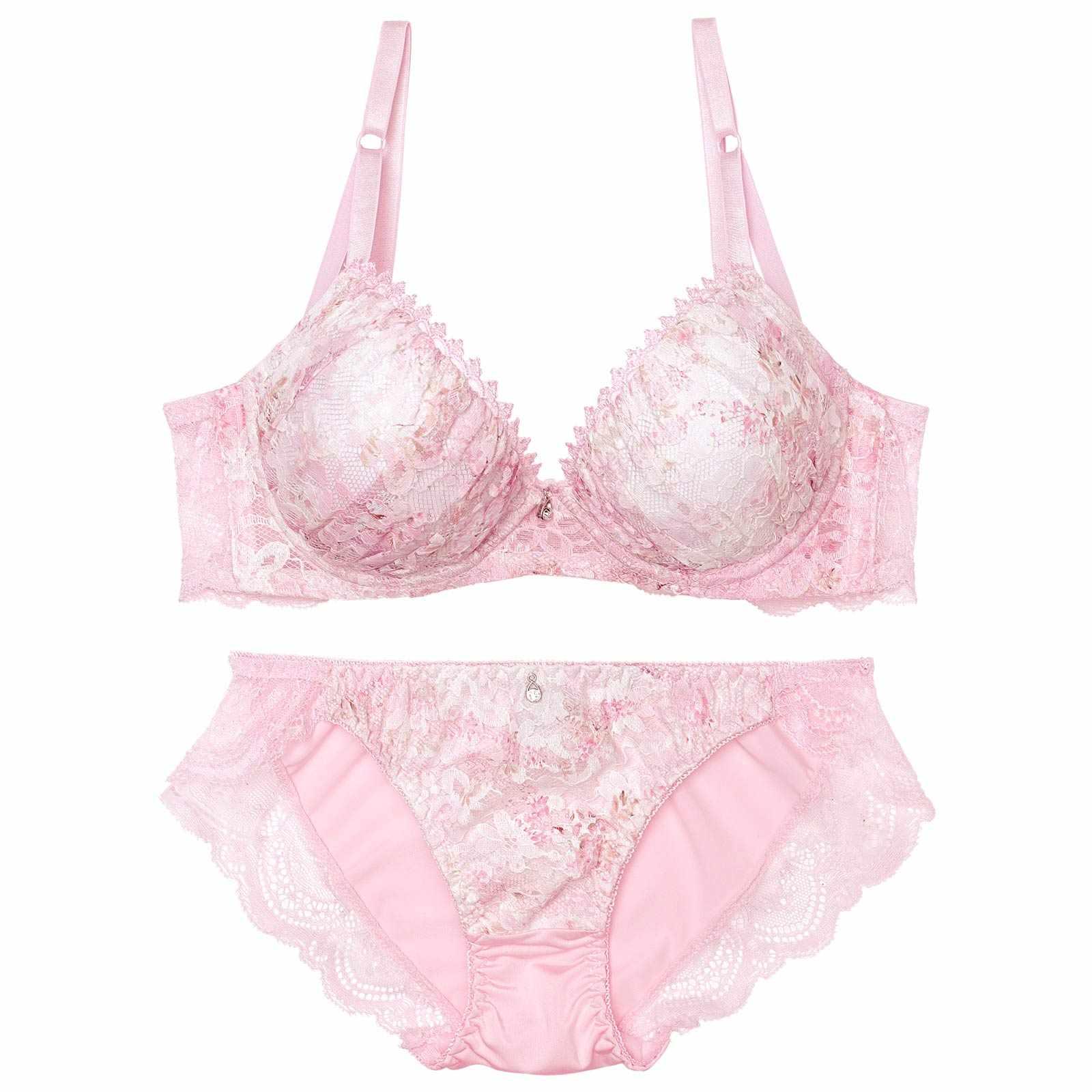 ミスティ水彩レーシィ育乳脇高ブラジャー&フルバックショーツ