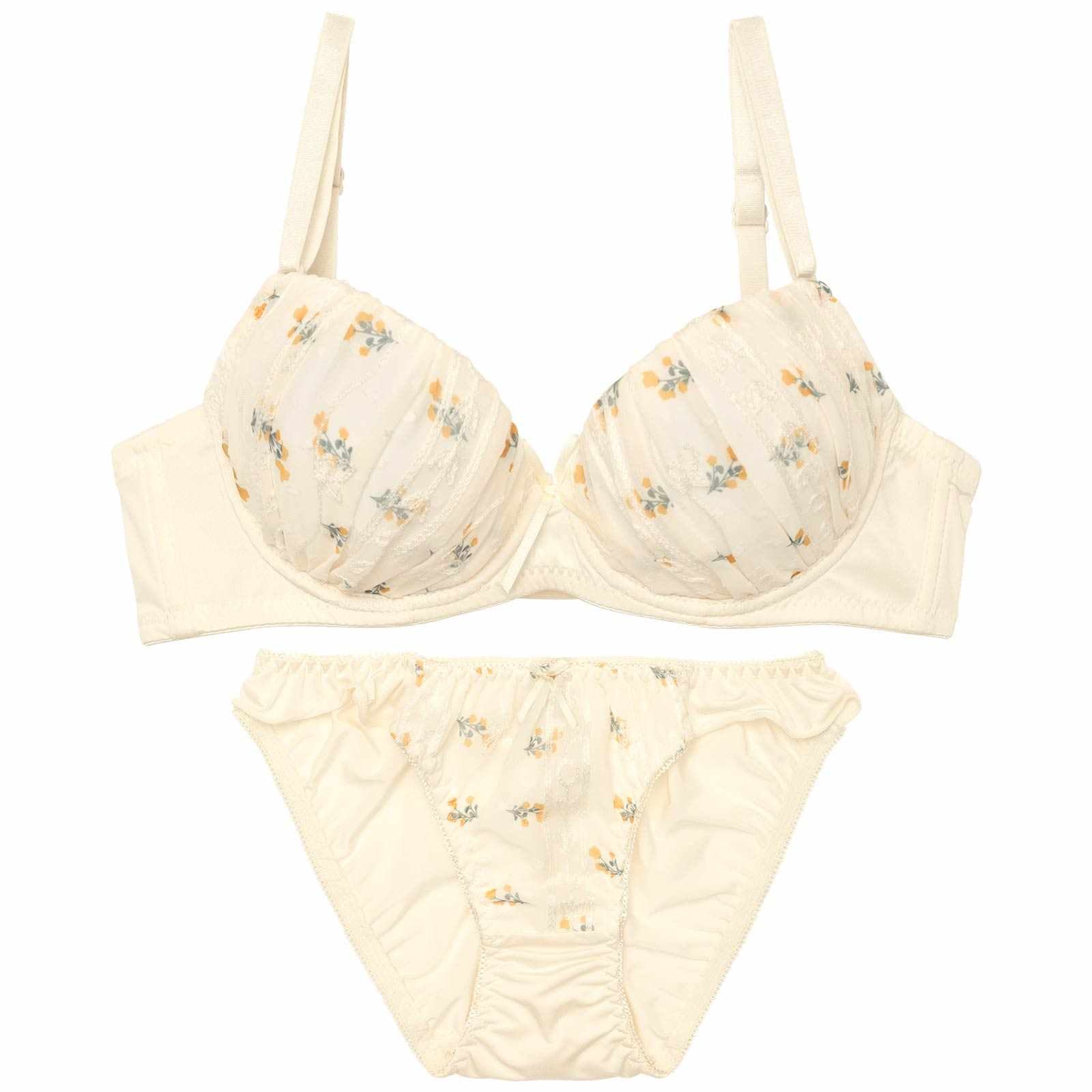 パステルプチフラワーブラジャー&フルバックショーツ