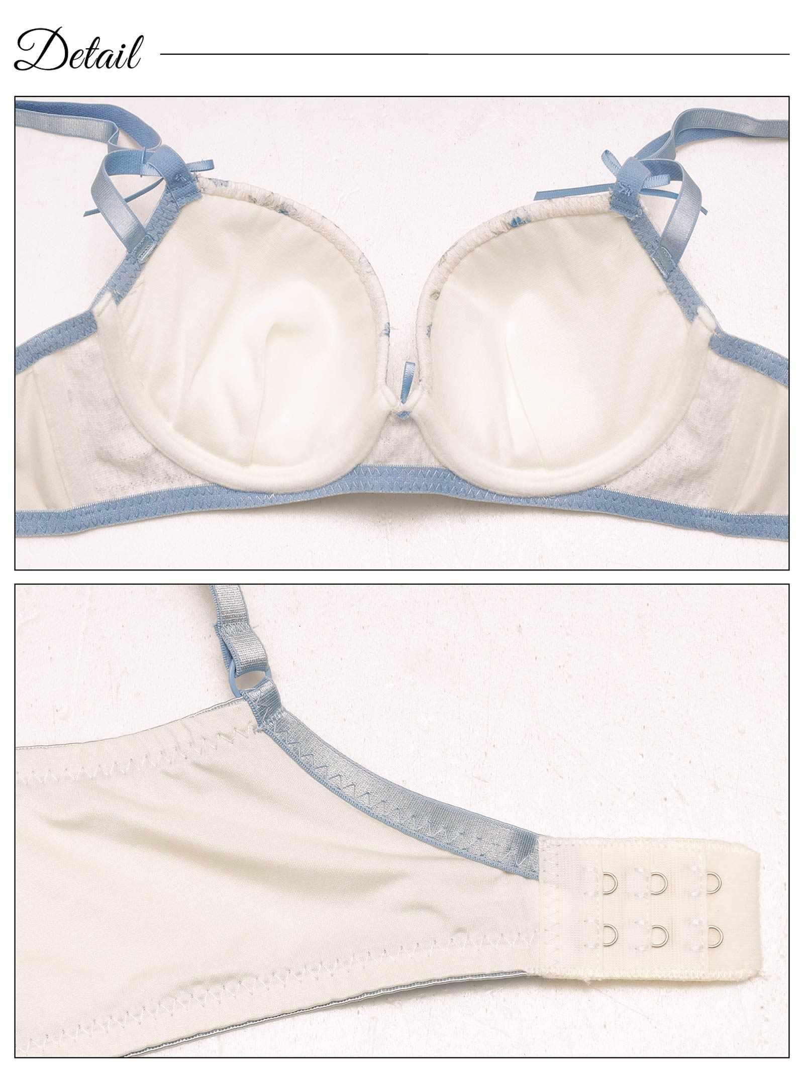 9/8新作!チャーミングフルールリボン育乳脇高ブラジャー&フルバックショーツ