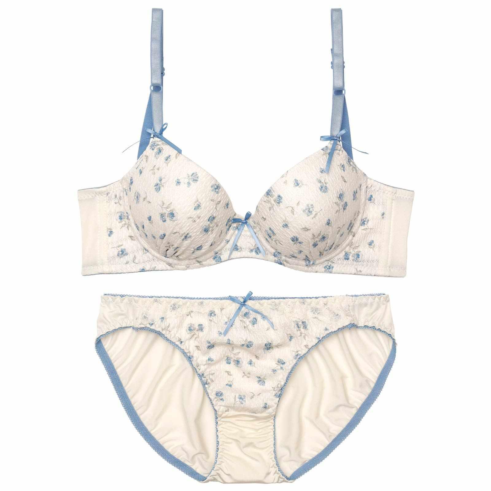 チャーミングフルールリボン育乳脇高ブラジャー&フルバックショーツ