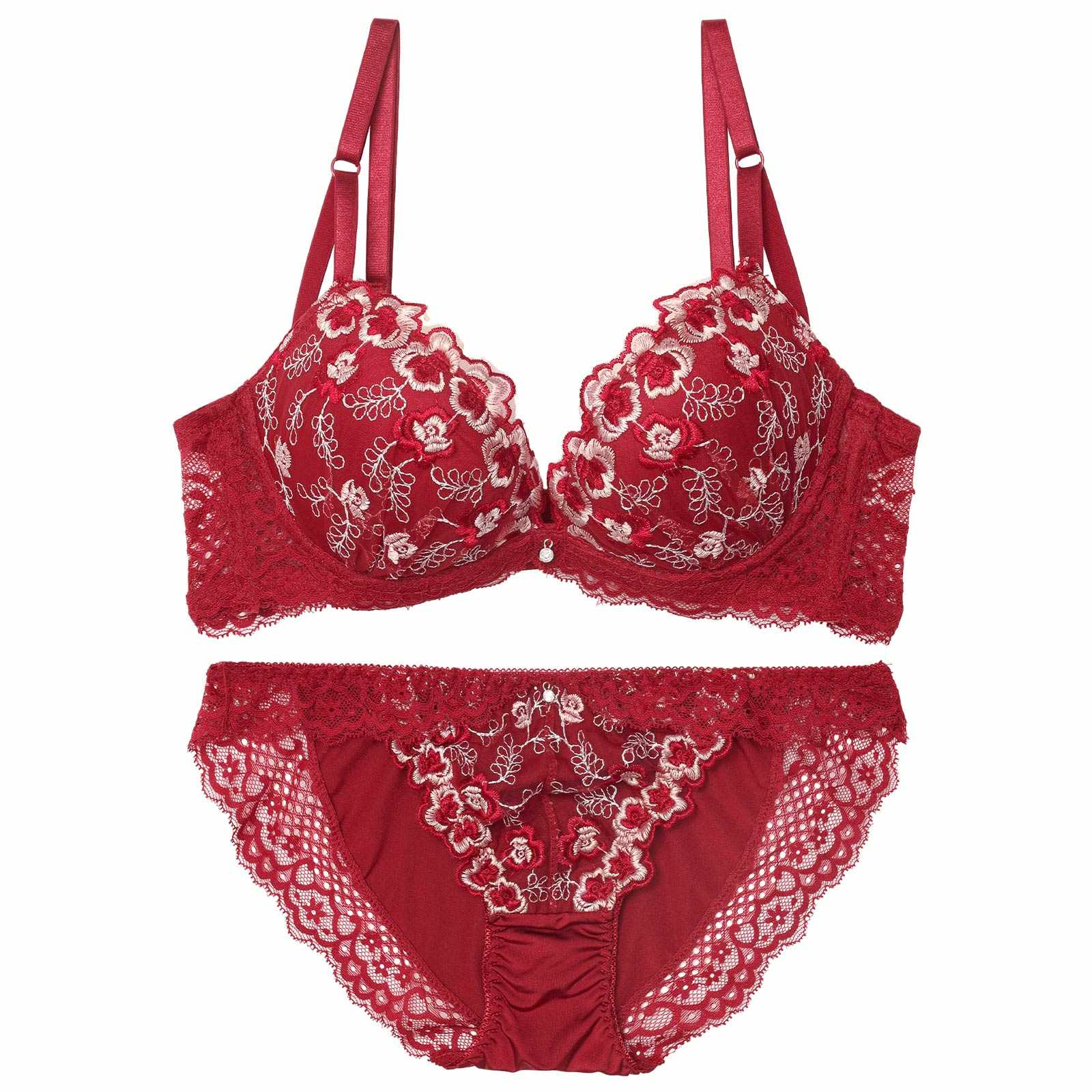 ルミナスリッチフラワー育乳脇高ブラジャー&フルバックショーツ