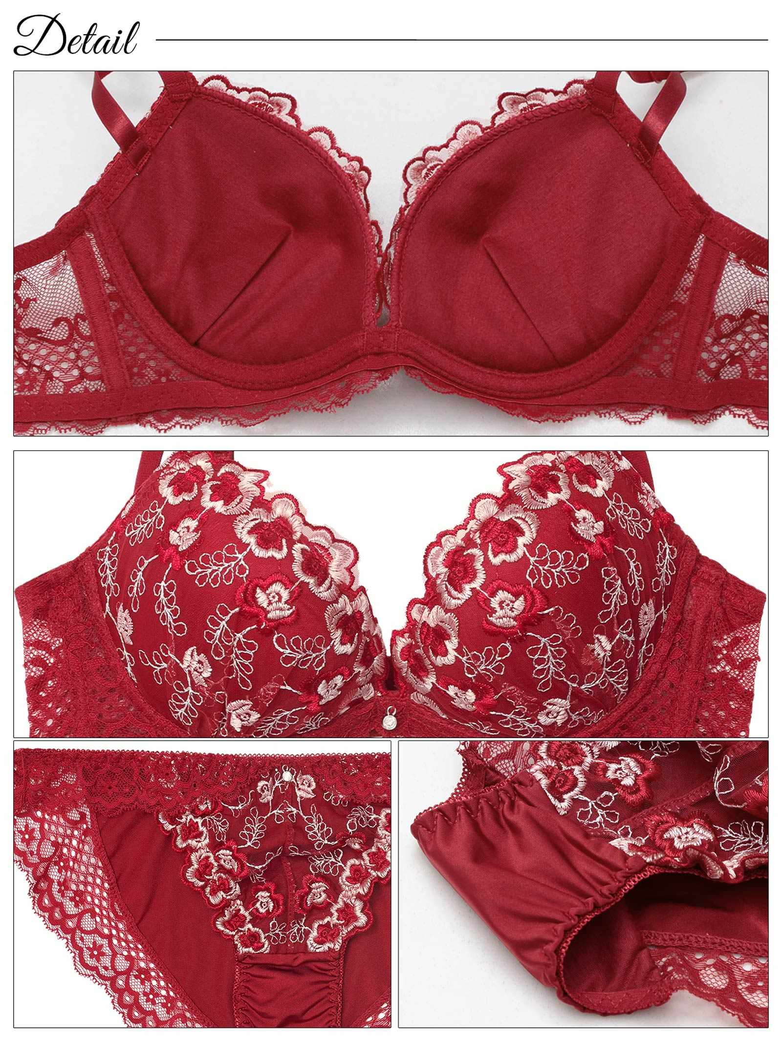 9/8新作!【EFサイズ】ルミナスリッチフラワー育乳脇高ブラジャー&フルバックショーツ