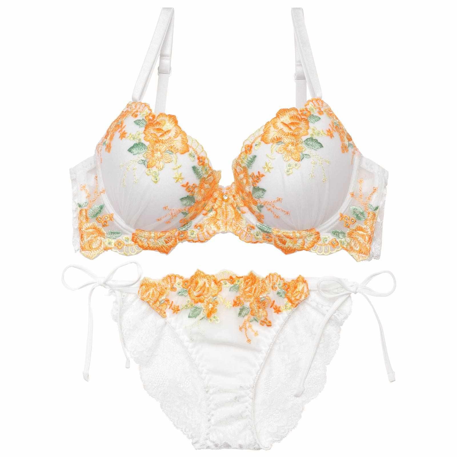 【三上悠亜着用】フローラブルームガーデンブラジャー&サイド紐バック透けフルバックショーツ