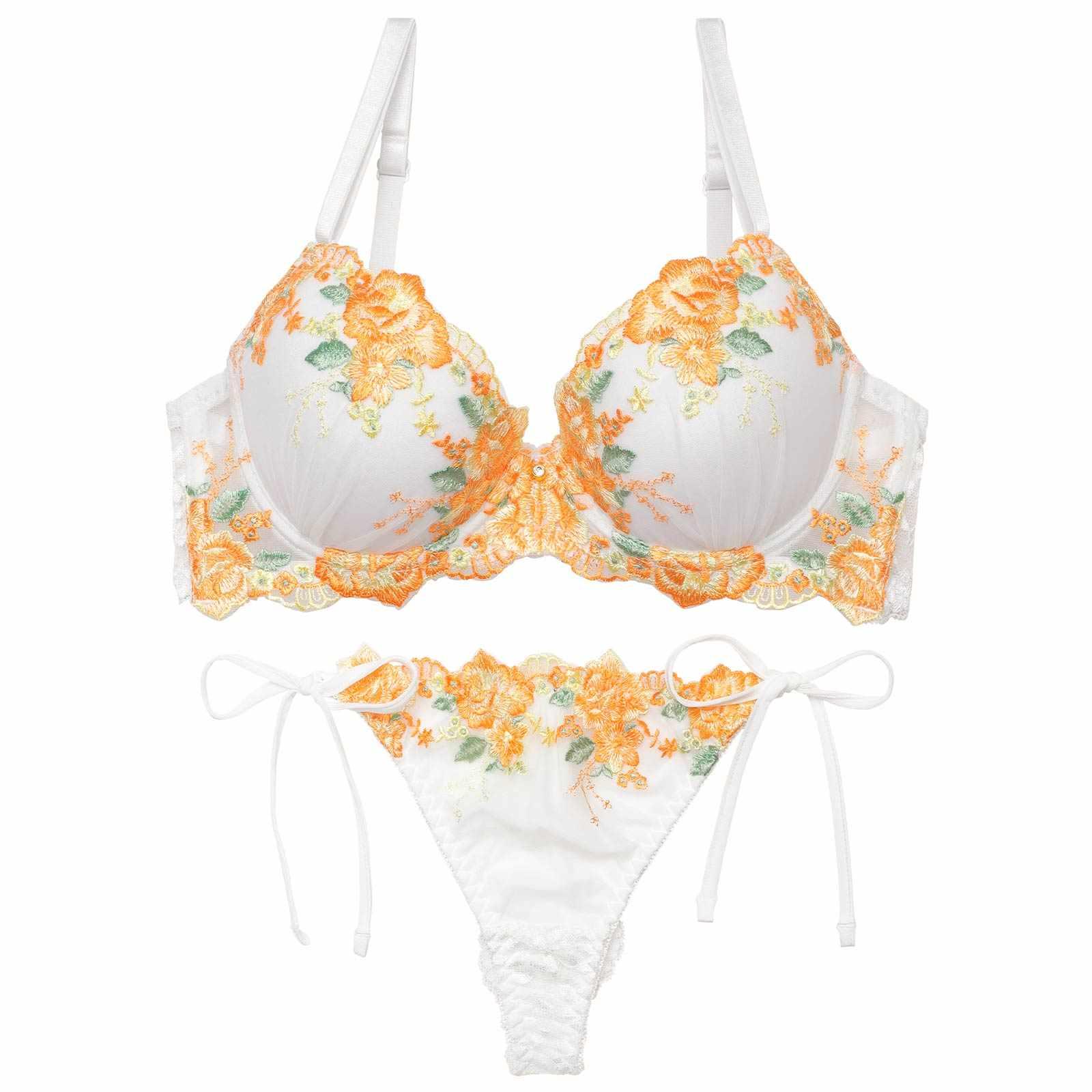 【三上悠亜着用】フローラブルームガーデンブラジャー&サイド紐バック透けTバックショーツ