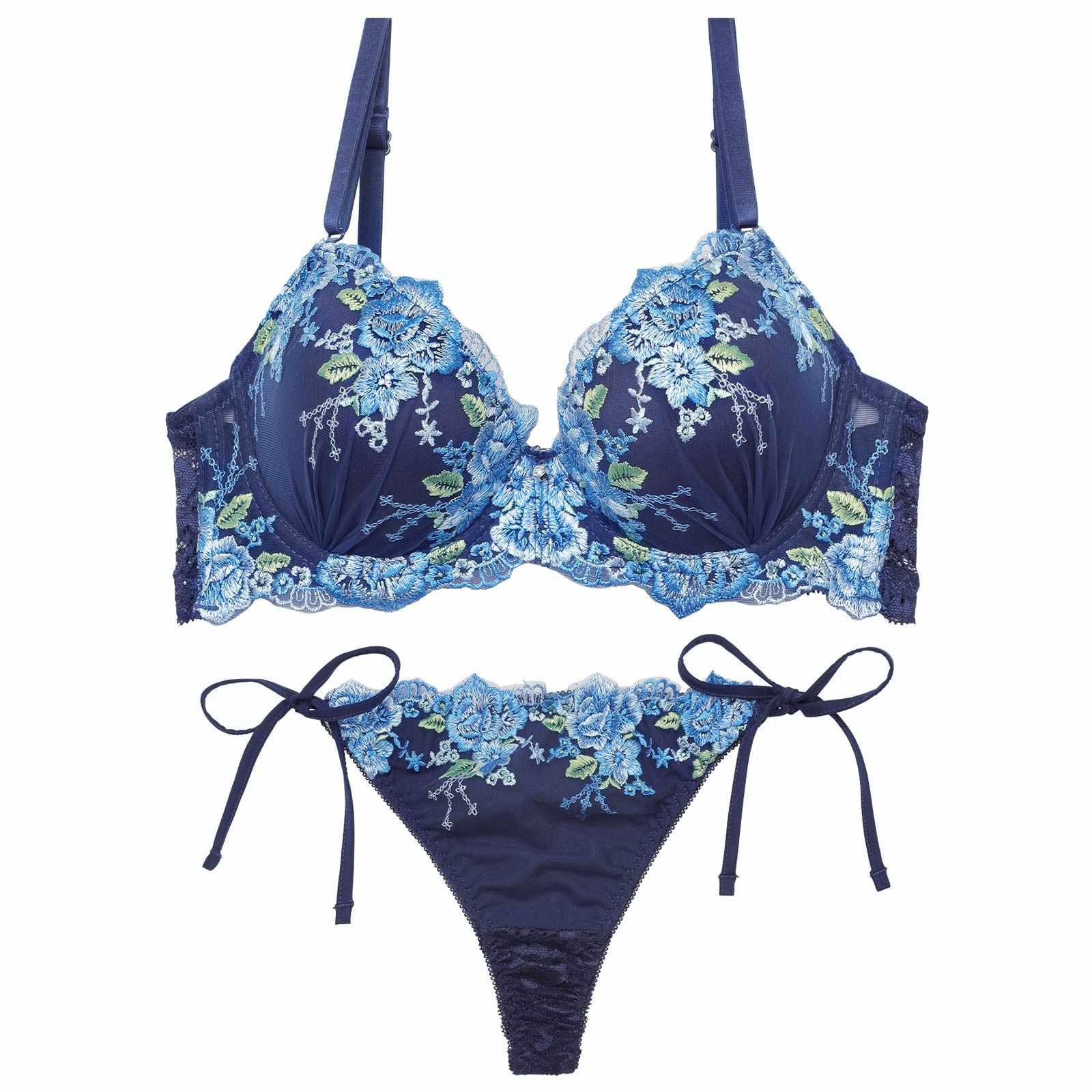 【三上悠亜着用】フローラブルームガーデンブラジャー&サイド紐バック透けTバックショーツ