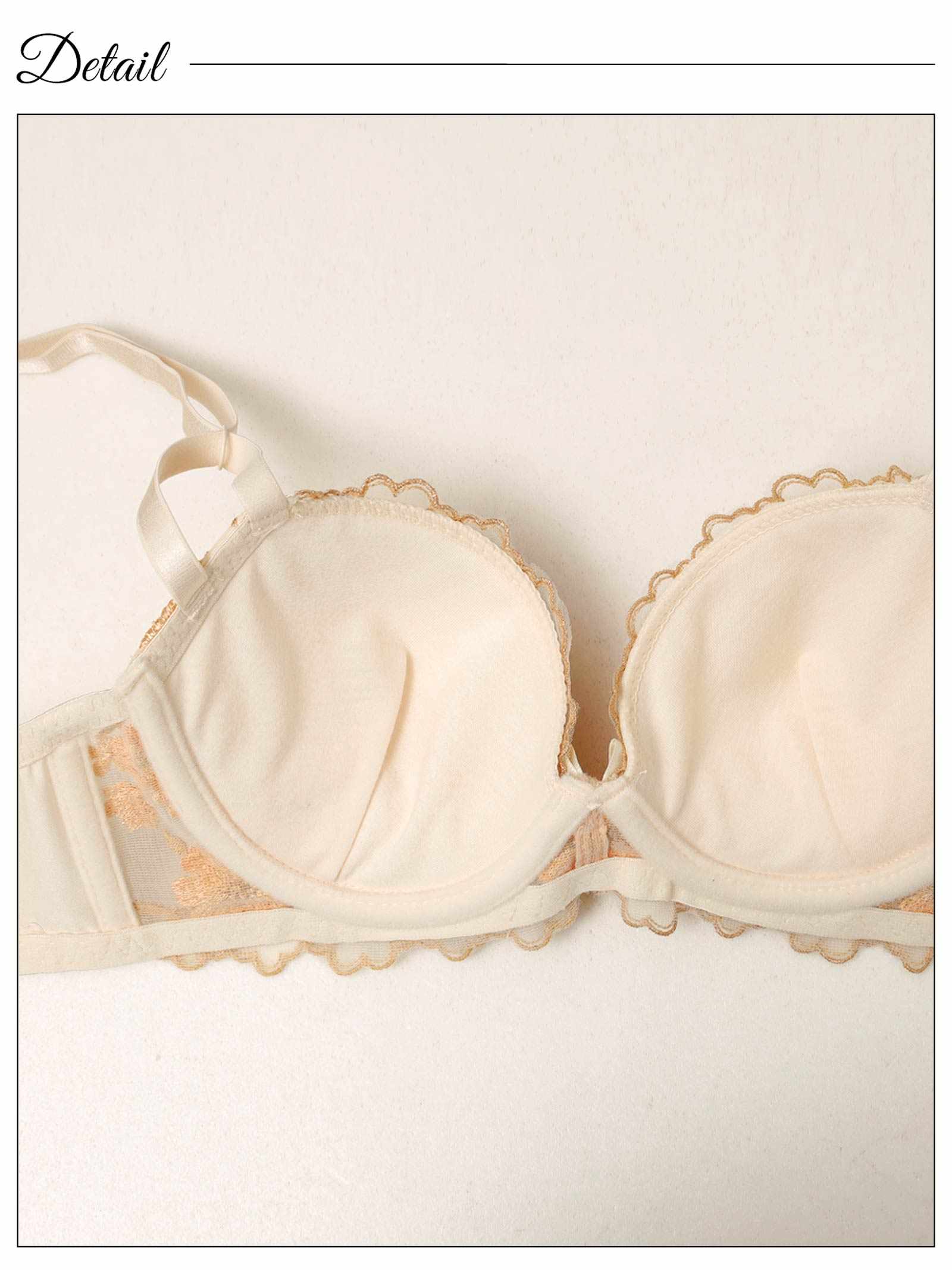 9/19新作!【EFサイズ】メルティピオニーエンブロイダリー育乳脇高ブラジャー&フルバックショーツ