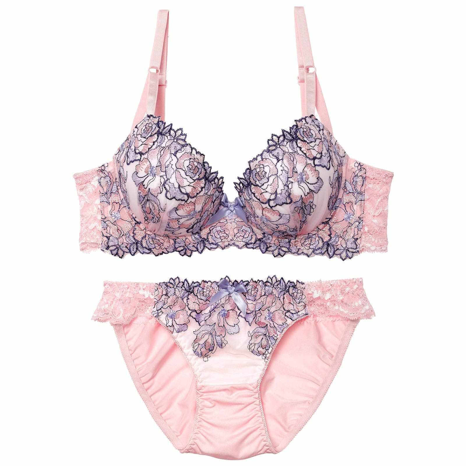 ロマンティックシャイニーローズ育乳脇高ブラジャー&フルバックショーツ