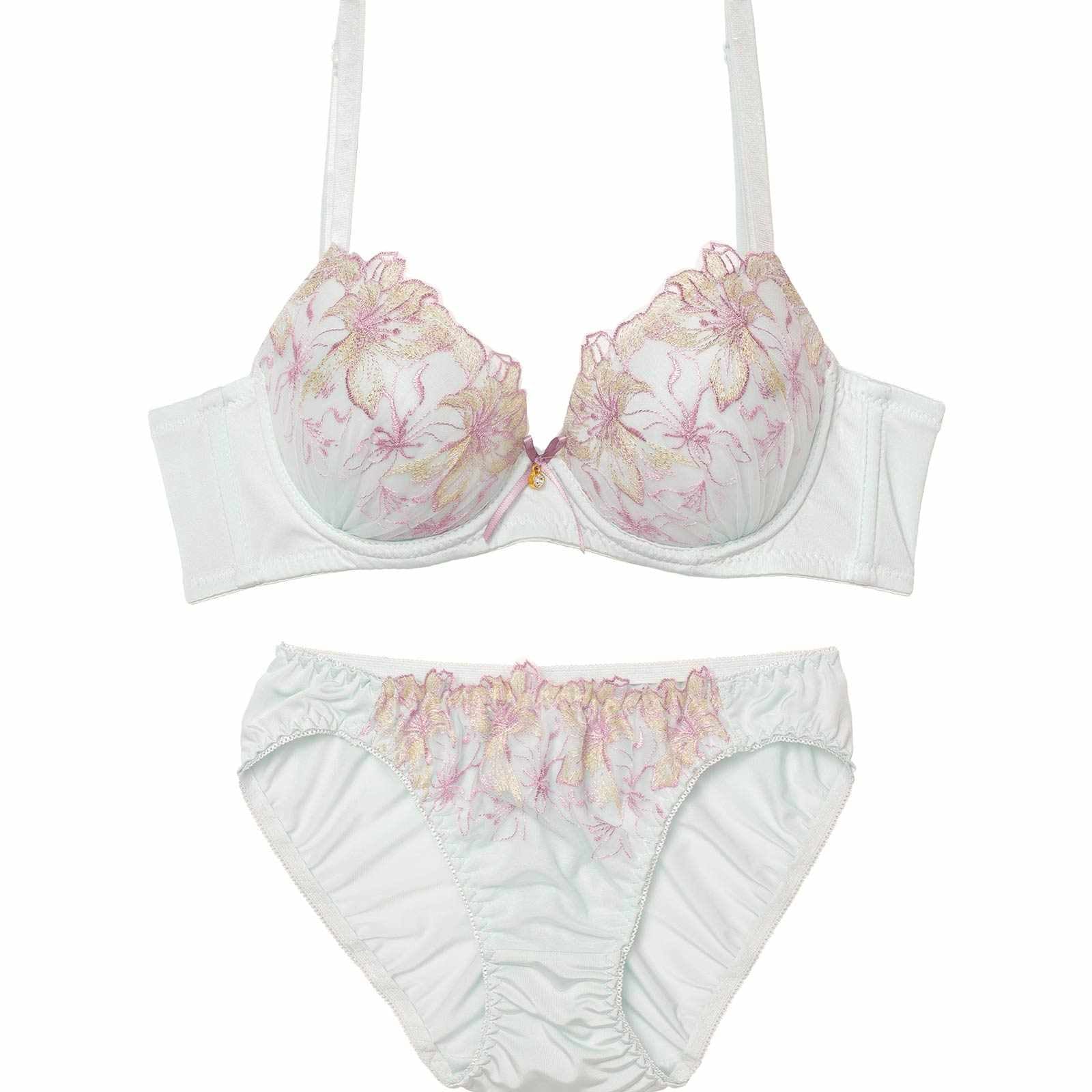 エレガンスブルーミング育乳脇高ブラジャー&フルバックショーツ