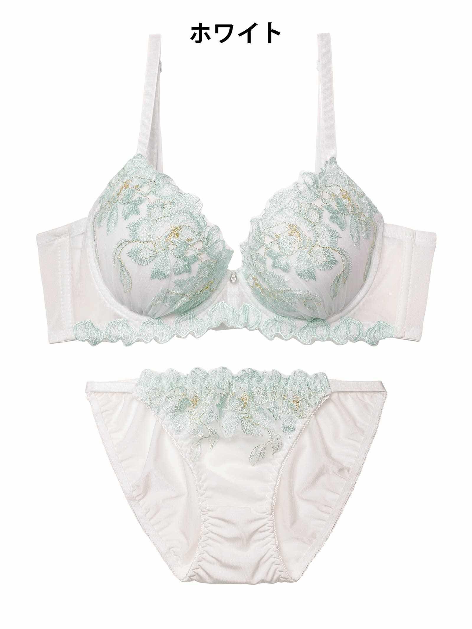 12/17新作!ブルームフラワーエンブロイダリーブラジャー&フルバックショーツ