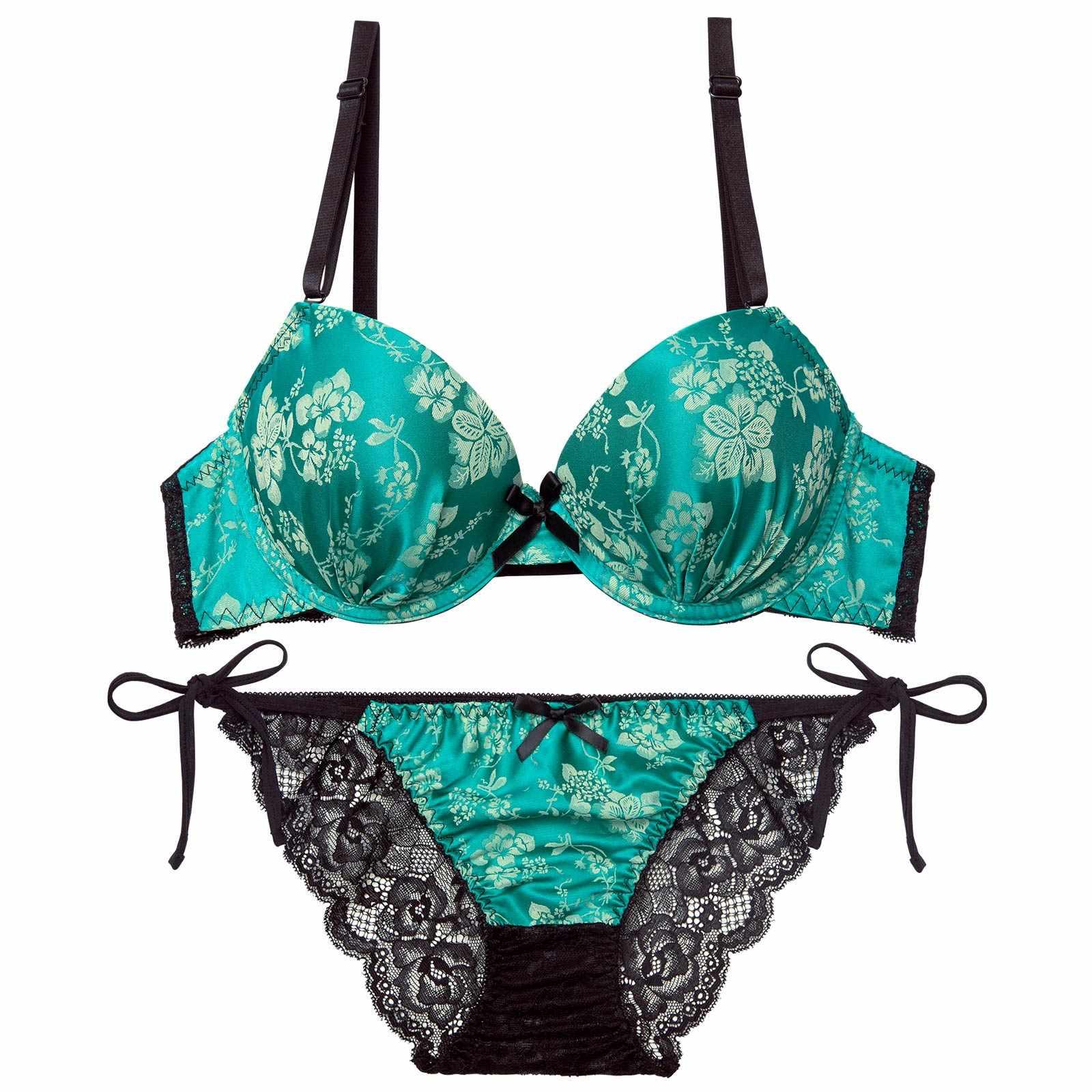 【かとゆり着用】ビビットヴィンテージボタニカルブラジャー&サイド紐バック透けフルバックショーツ