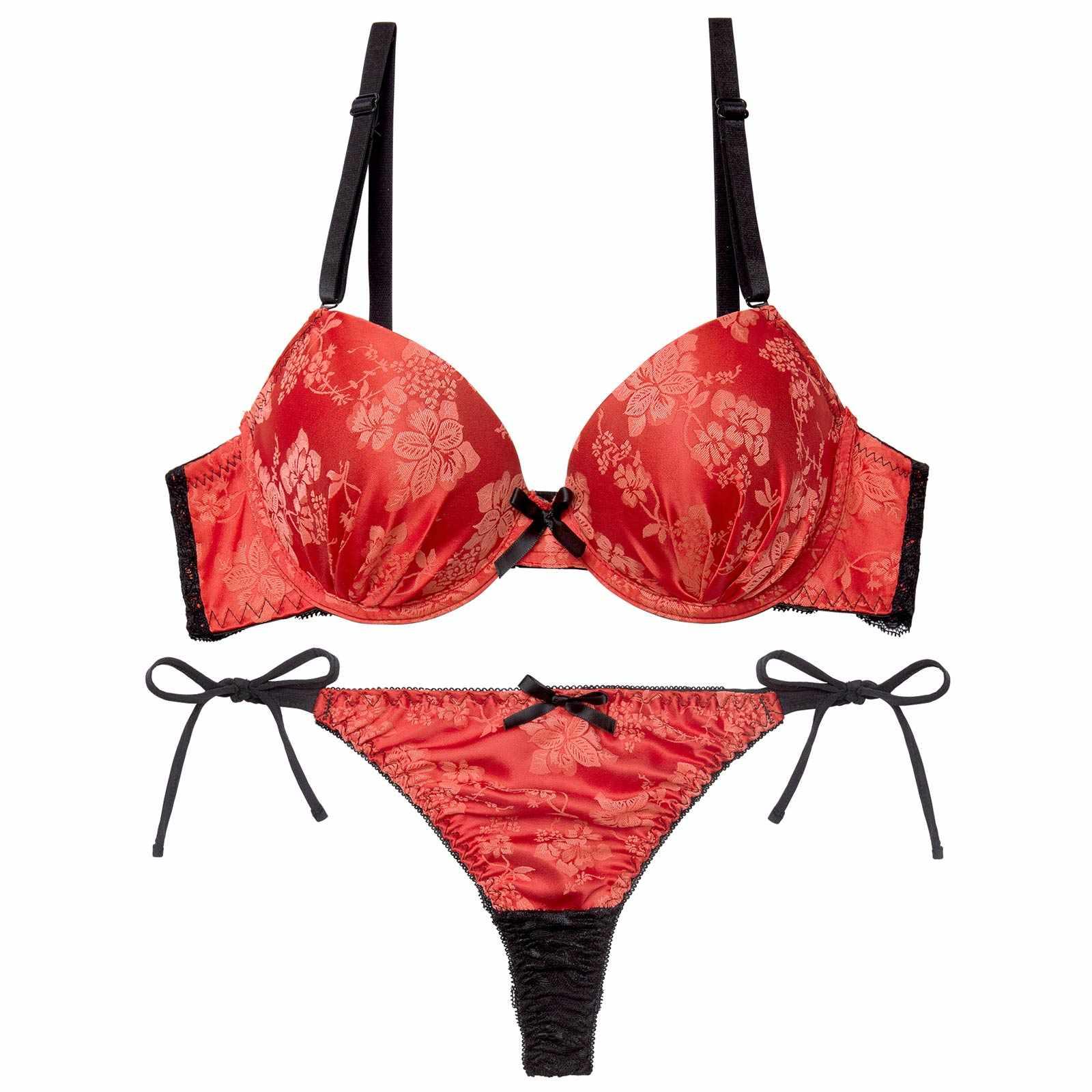 【かとゆり着用】ビビットヴィンテージボタニカルブラジャー&サイド紐バック透けTバックショーツ