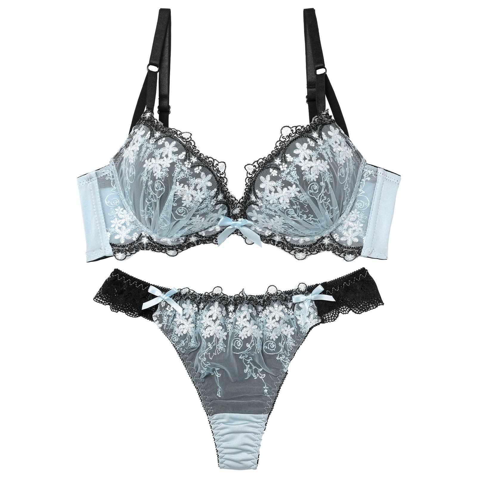 パステルシャドウフラワー育乳脇高ブラジャー&Tバックショーツ