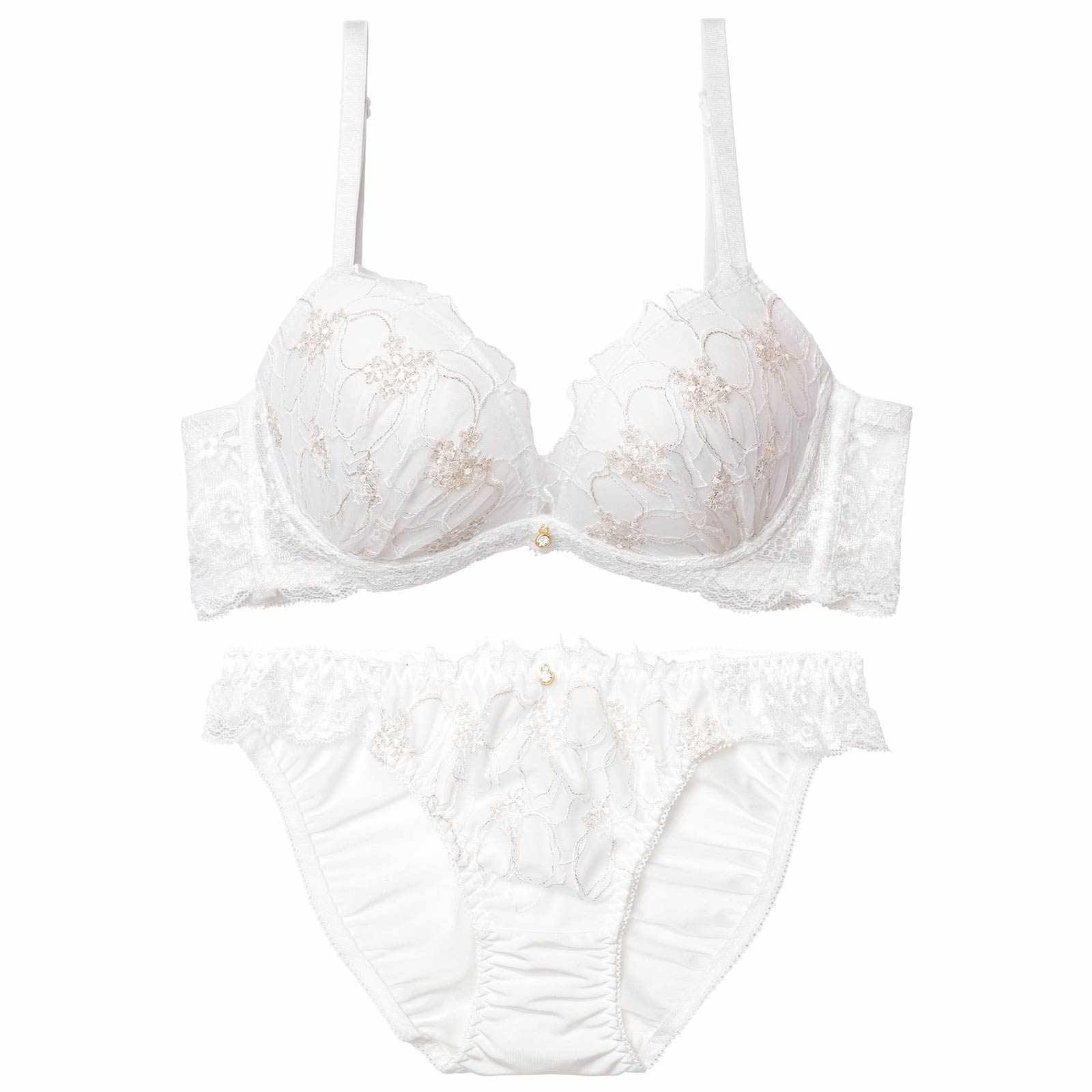 ノーブルシアーブロッサム育乳脇高ブラジャー&フルバックショーツ